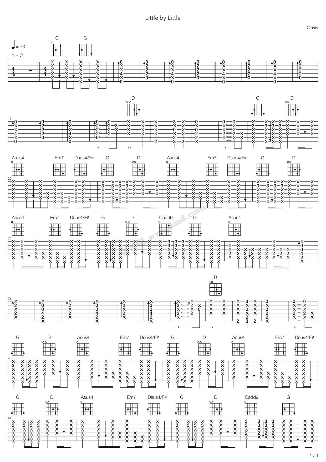 《little by little》,oasis(六线谱 吉他谱吉他谱 第6页
