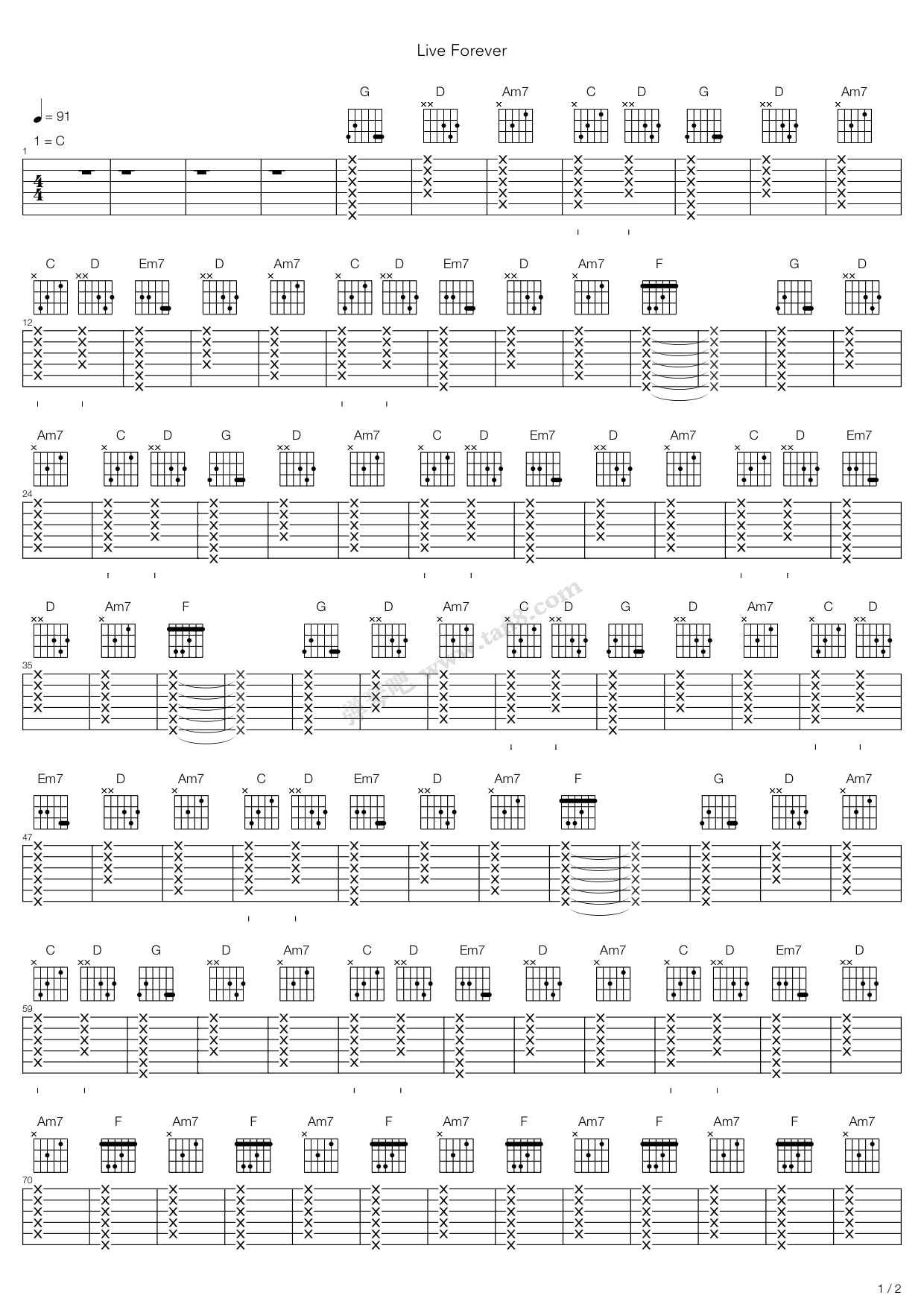 《forever》,oasis(六线谱 吉他谱吉他谱 第10页