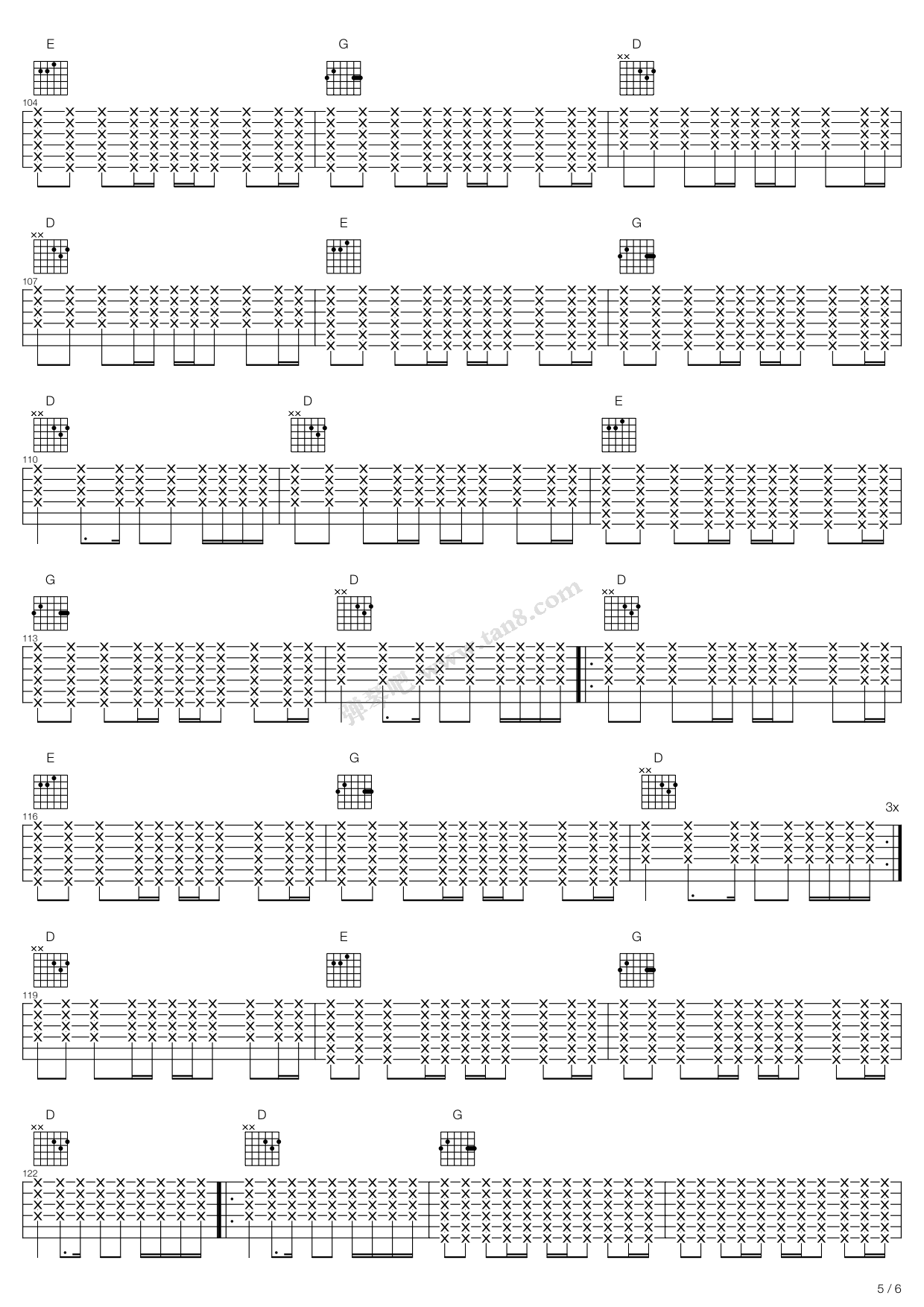 《all around the world》,oasis(六线谱 吉他谱吉他谱 第5页