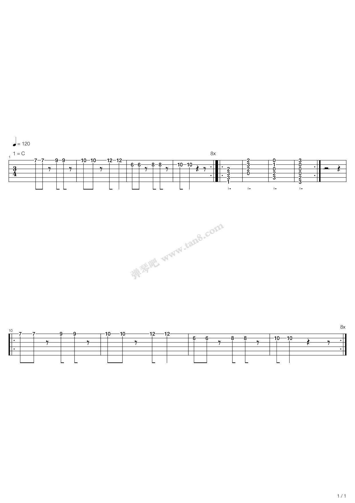 《zero sum》,nine inch nails(六线谱 吉他谱吉他谱 第1页