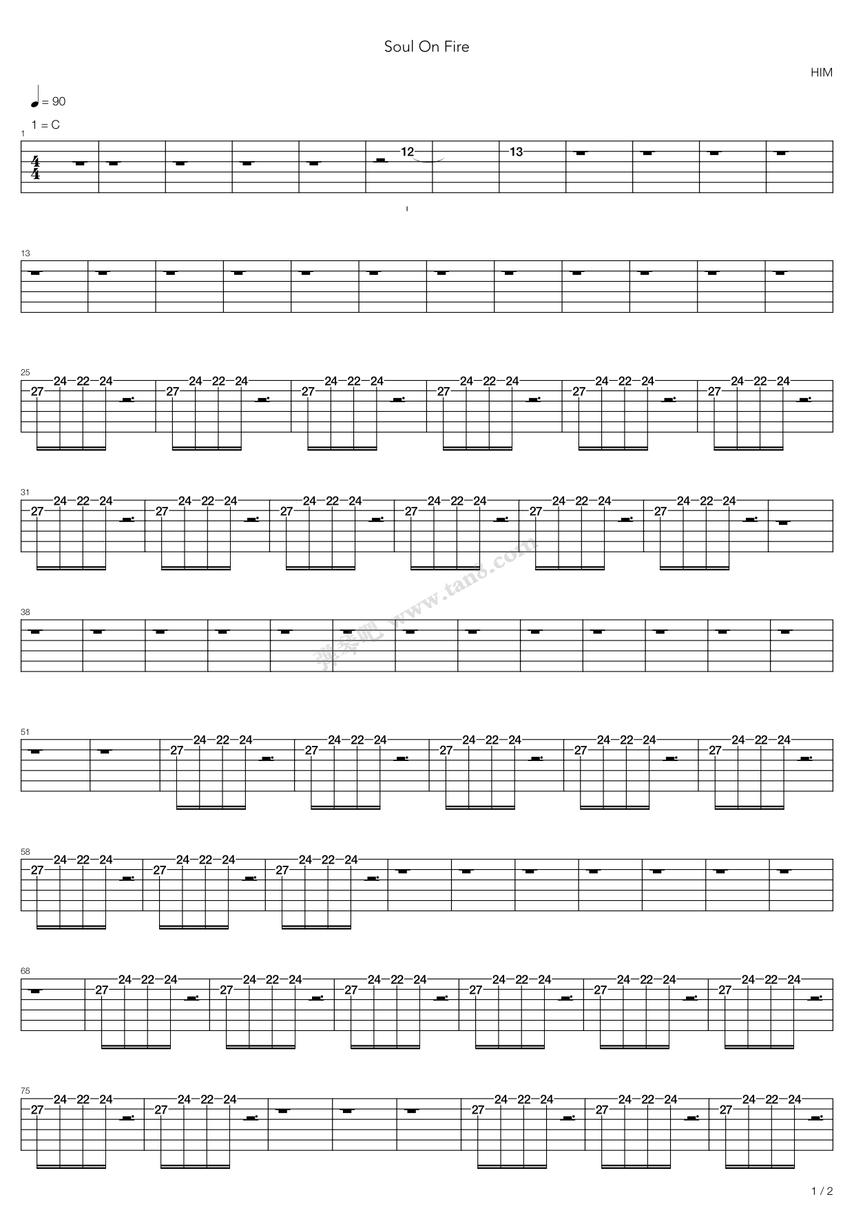 《soul on fire》,h.i.m(六线谱 吉他谱吉他谱 第10页