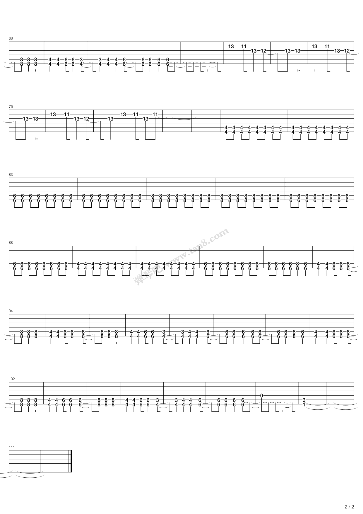 《heartache every moment》,h.i.m(六线谱 吉他谱吉他谱 第2页