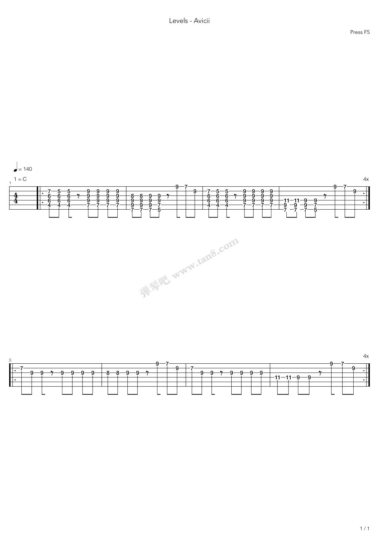 levels 吉他谱-虫虫吉他谱免费下载