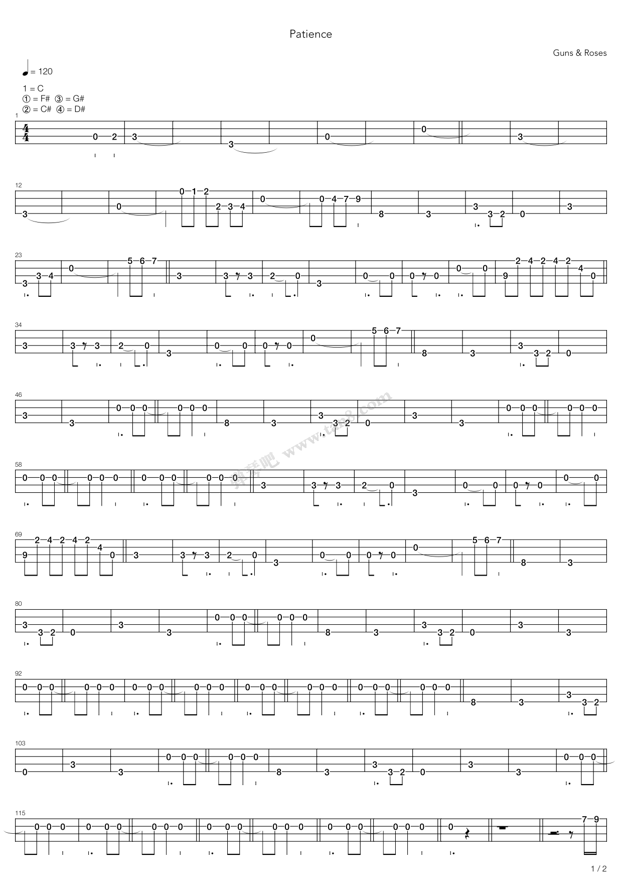 patience 吉他谱-虫虫吉他谱免费下载