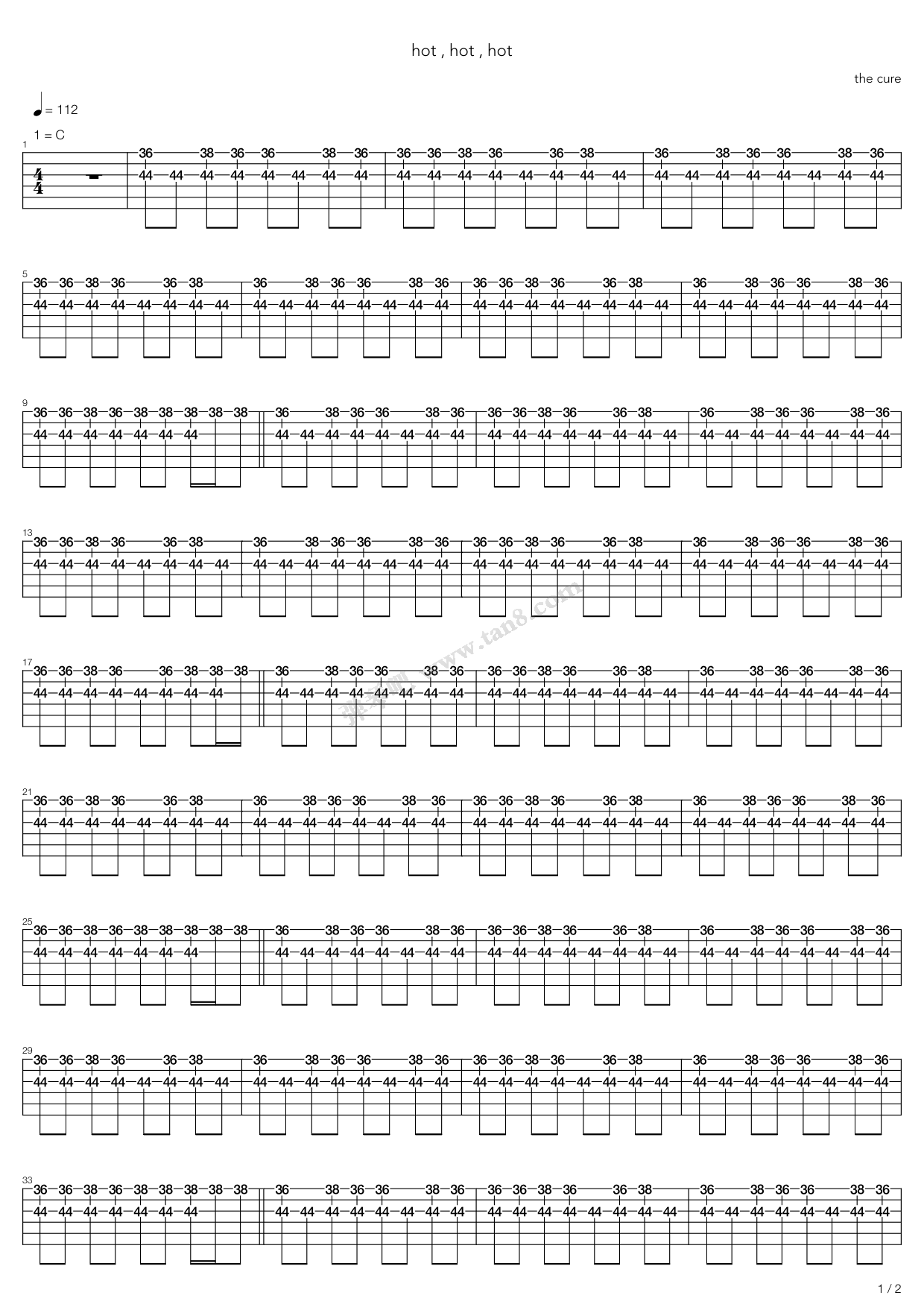 《hot hot hot》,the cure(六线谱 吉他谱吉他谱 第11页