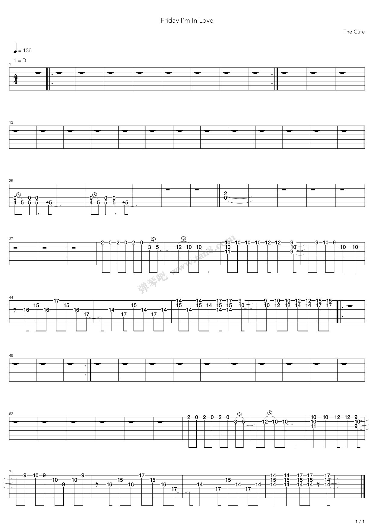 Friday Im In Love 吉他谱虫虫吉他谱免费下载