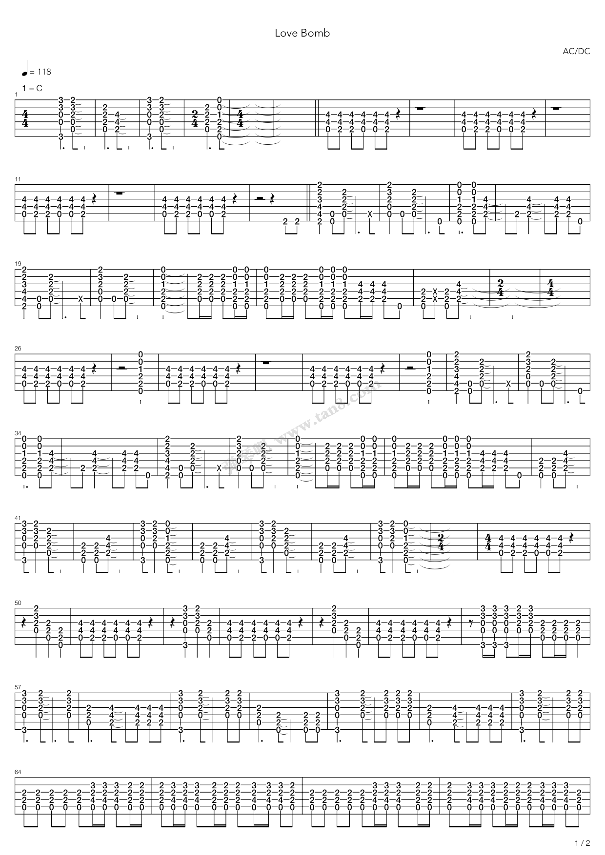《love bomb》,ac/dc(六线谱 吉他谱吉他谱 第3页