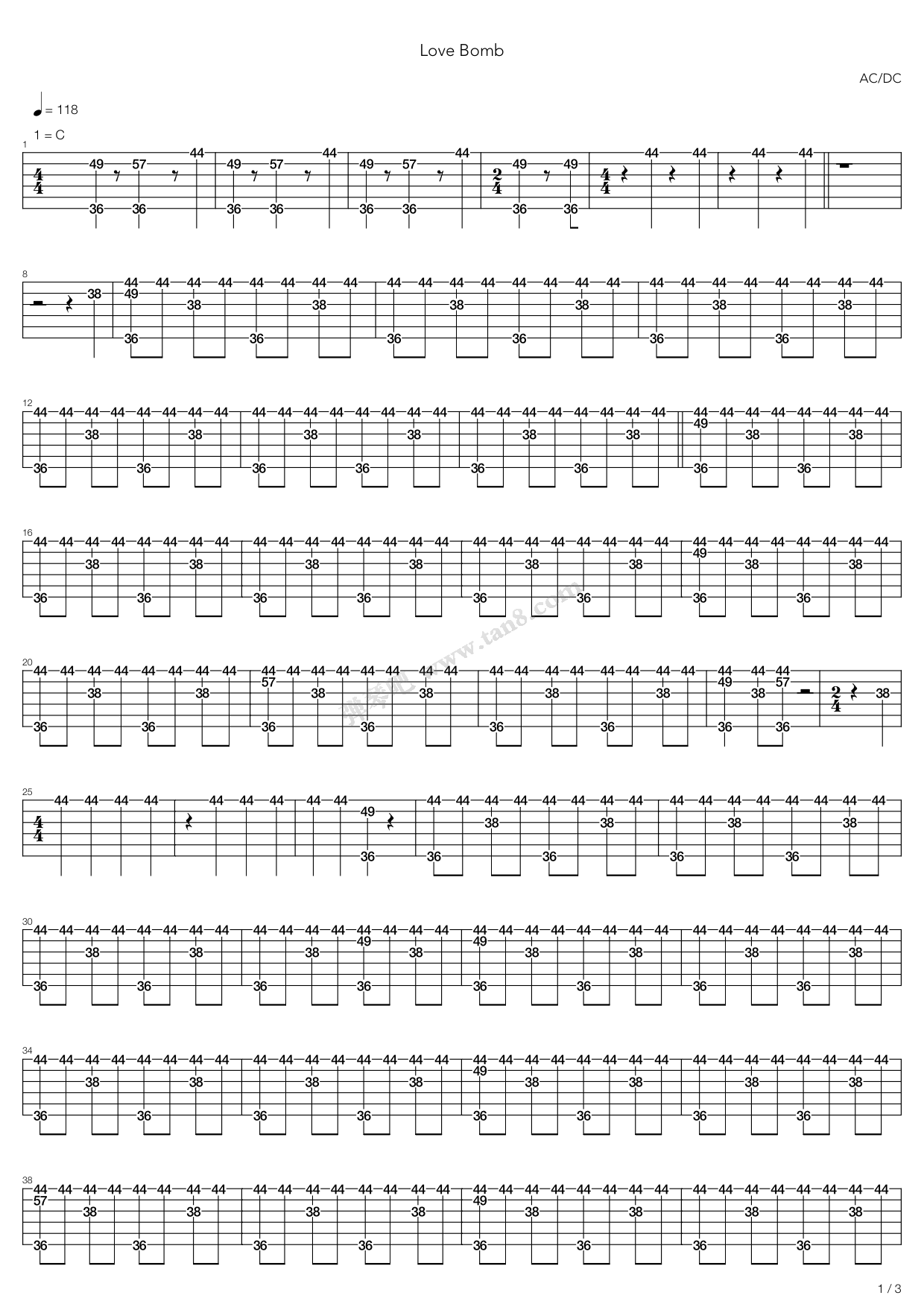 《love bomb》,ac/dc(六线谱 吉他谱吉他谱 第7页