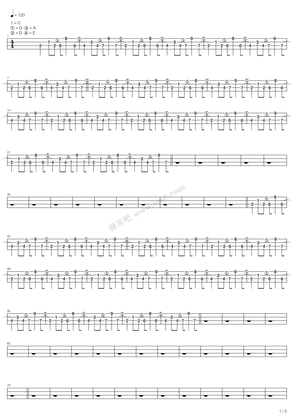 《warm tape》,red hot chili peppers(六线谱 吉他谱吉他谱 第1页