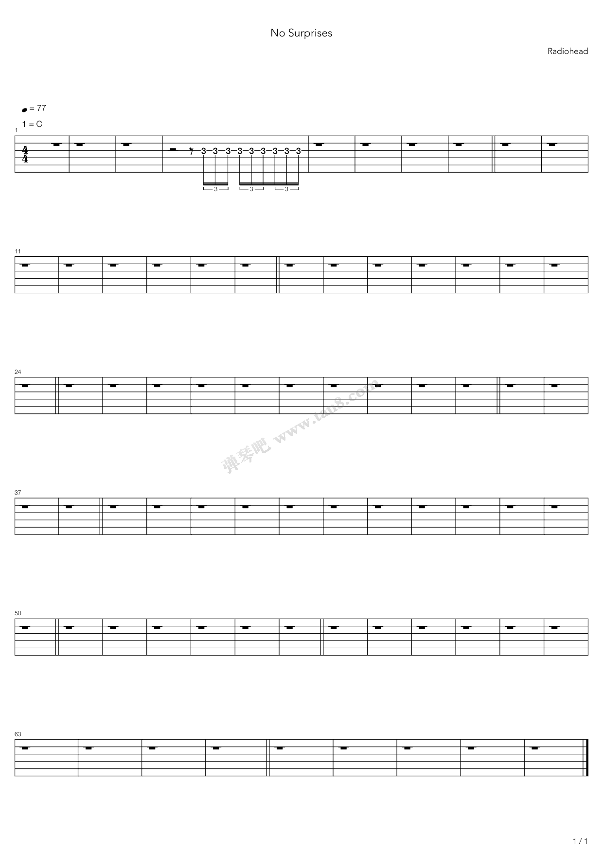 no surprises 吉他谱-虫虫吉他谱免费下载