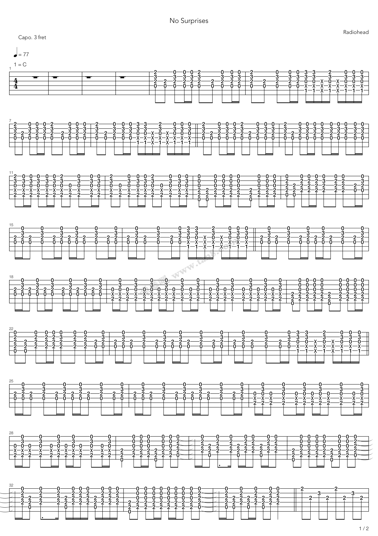 no surprises 吉他谱-虫虫吉他谱免费下载