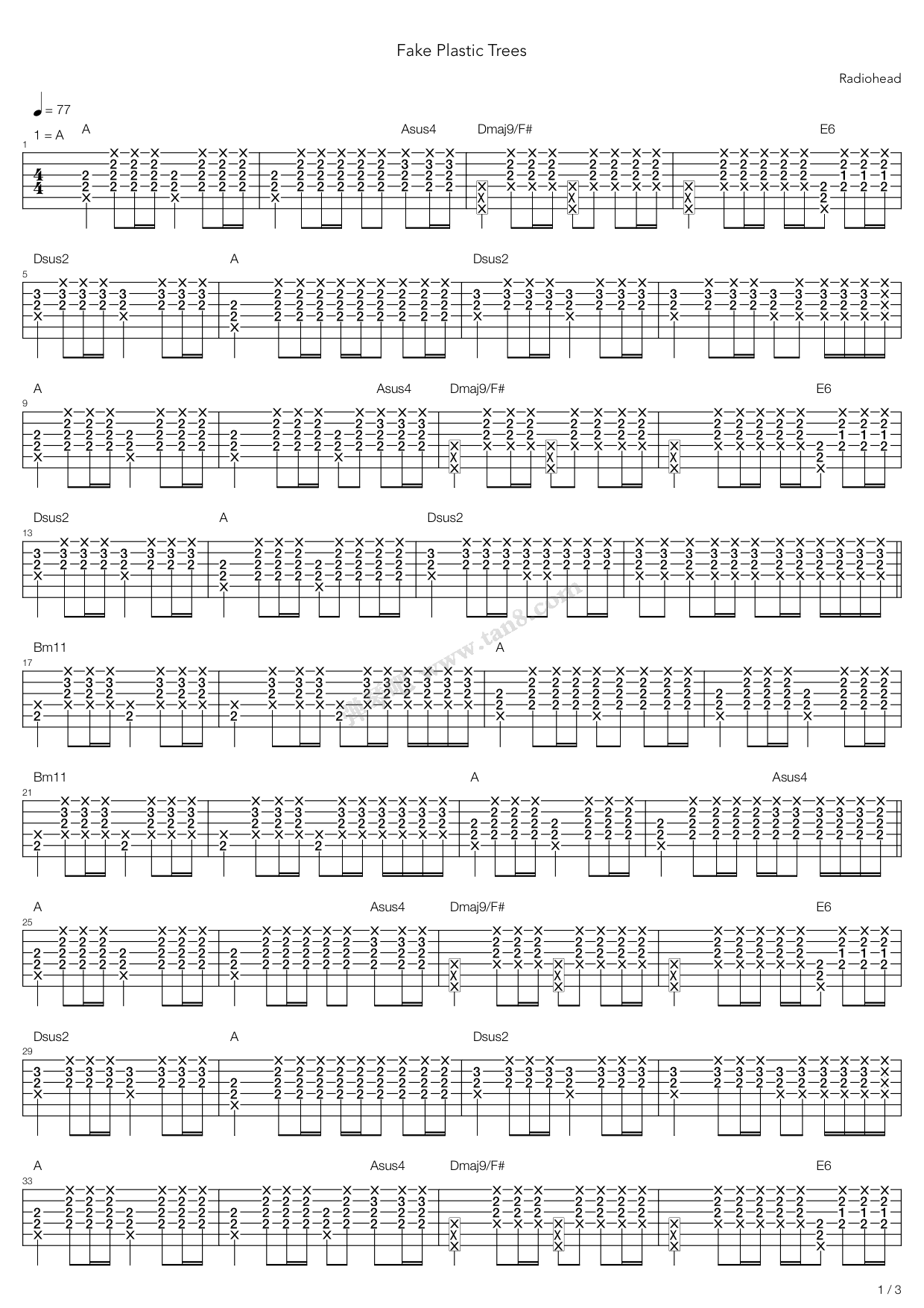 Fake Plastic Trees 吉他谱虫虫吉他谱免费下载