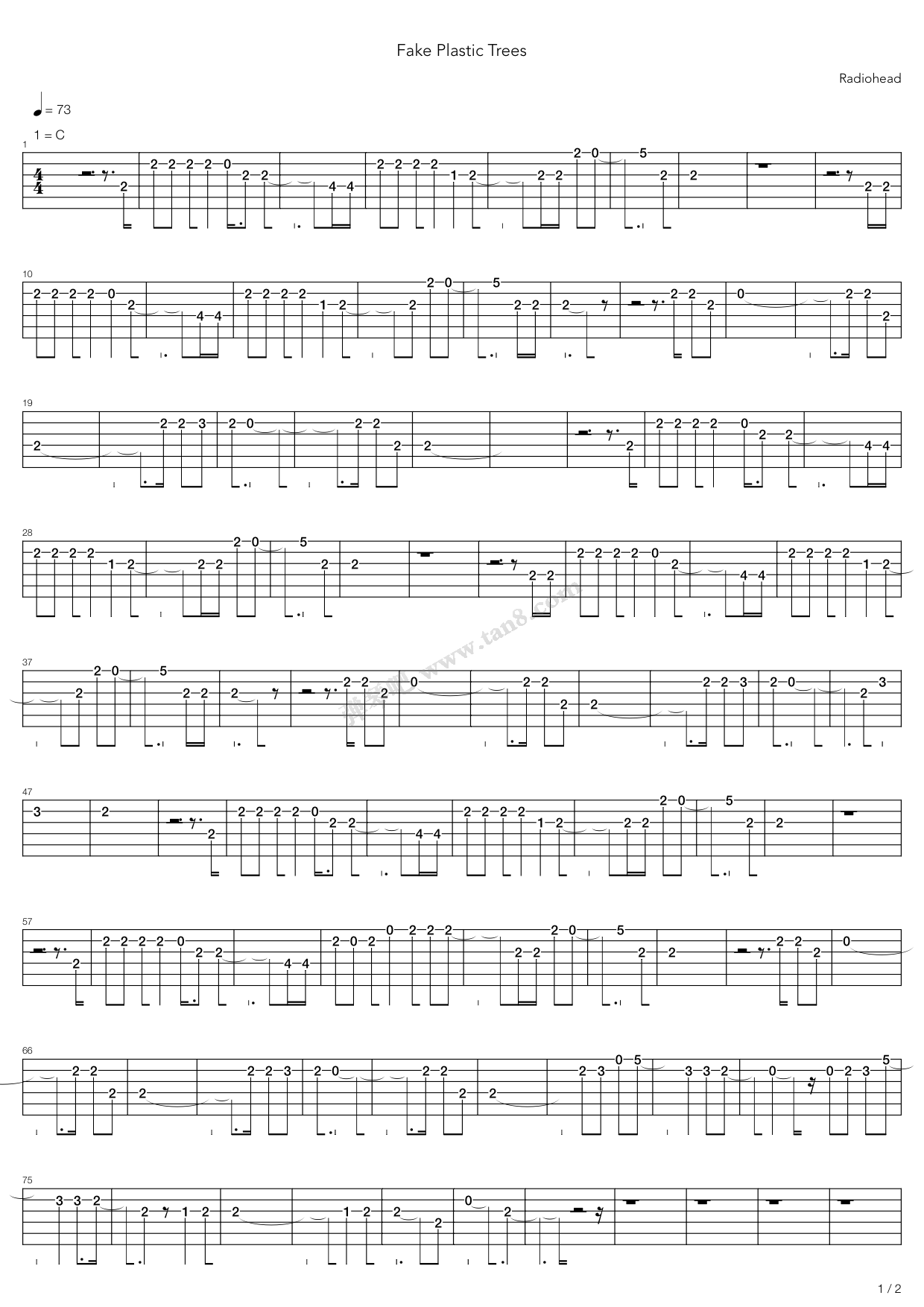 Fake Plastic Trees 吉他谱虫虫吉他谱免费下载