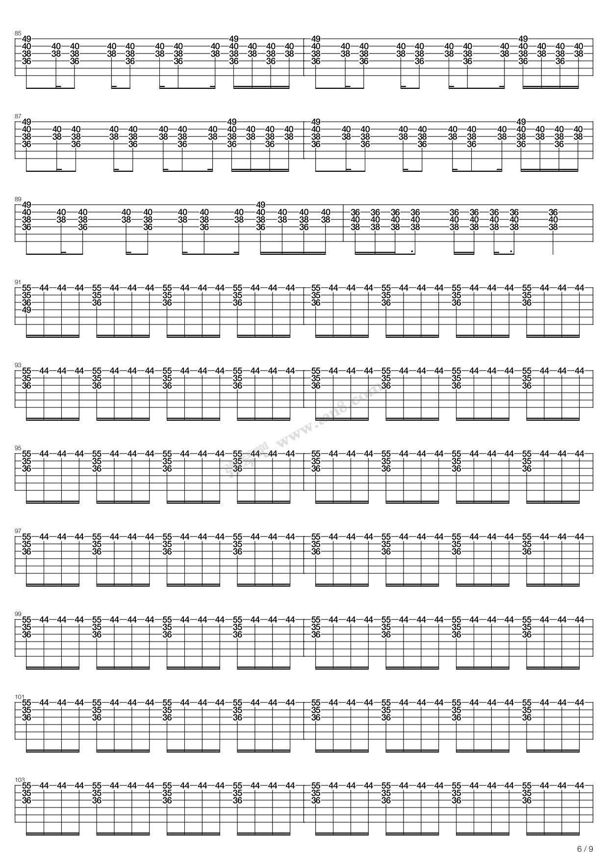 《Butterflies And Hurricanes》,Muse（六线谱 调六线吉他谱虫虫吉他谱免费下载