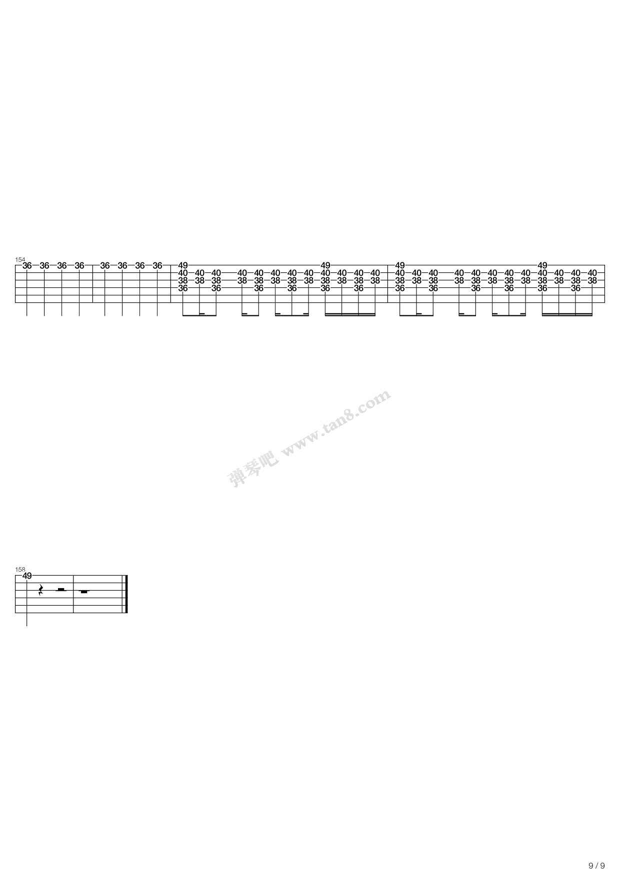 《Butterflies And Hurricanes》,Muse（六线谱 调六线吉他谱虫虫吉他谱免费下载