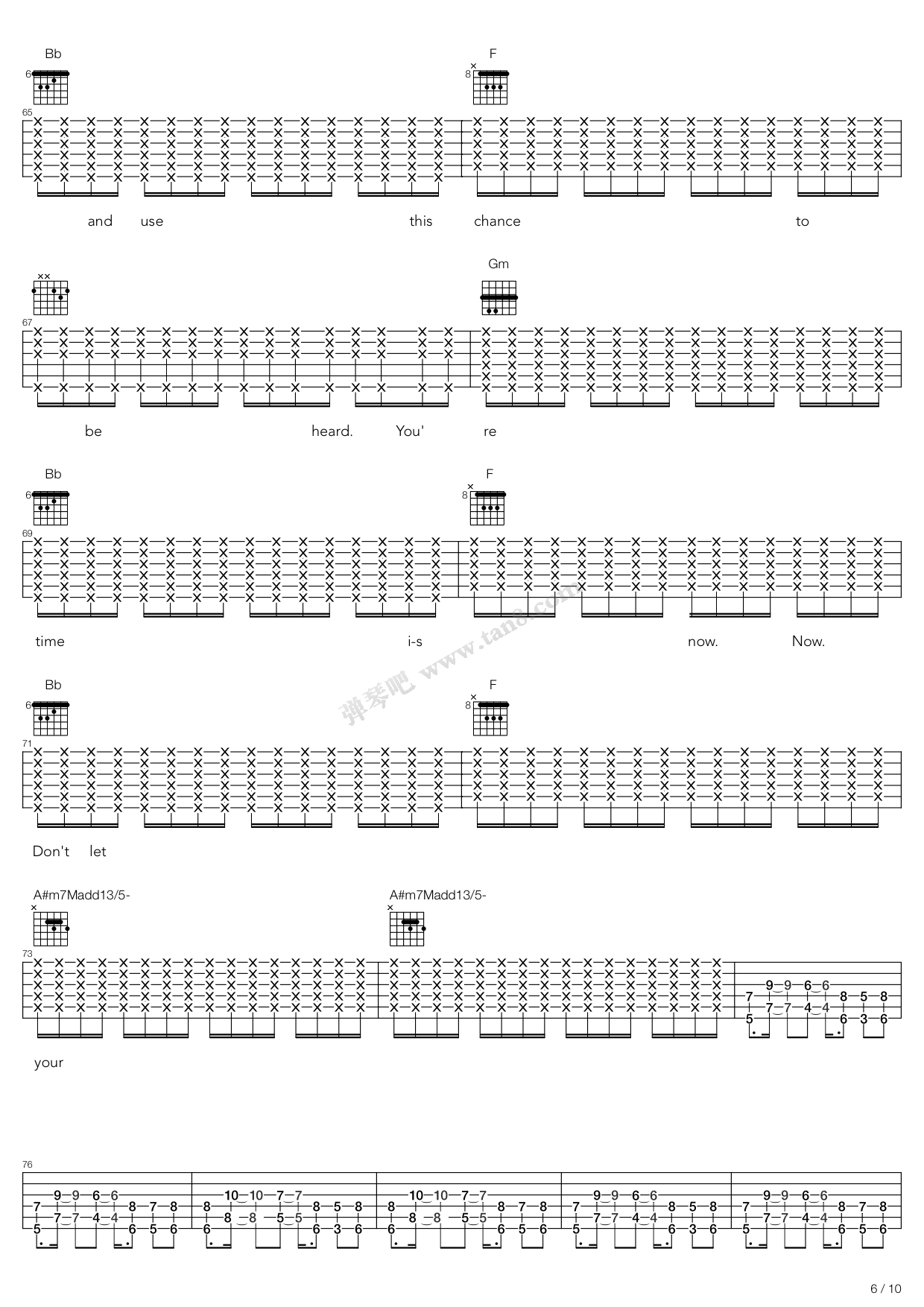 《butterflies and hurricanes》,muse(六线谱 吉他谱吉他谱 第6页