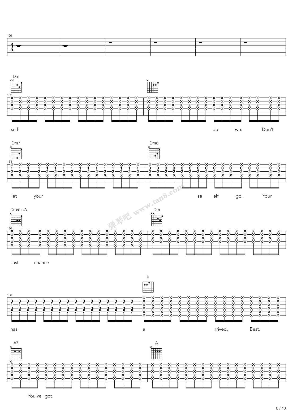 《Butterflies And Hurricanes》,Muse（六线谱 调六线吉他谱虫虫吉他谱免费下载