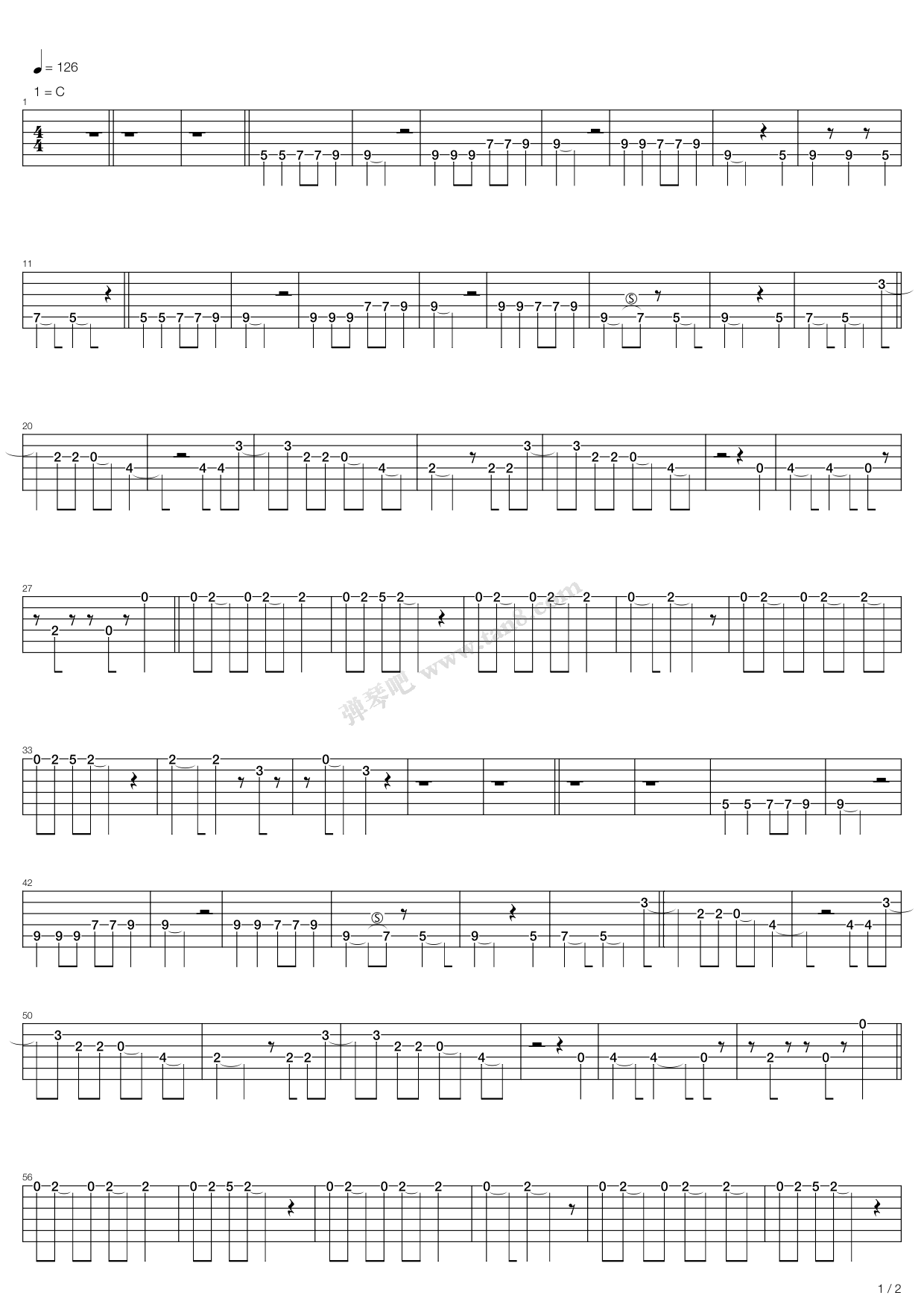 《one thing》,one direction(六线谱 吉他谱吉他谱 第1页