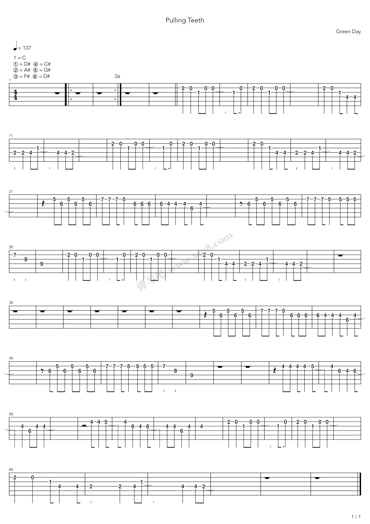 pulling teeth 吉他谱-虫虫吉他谱免费下载