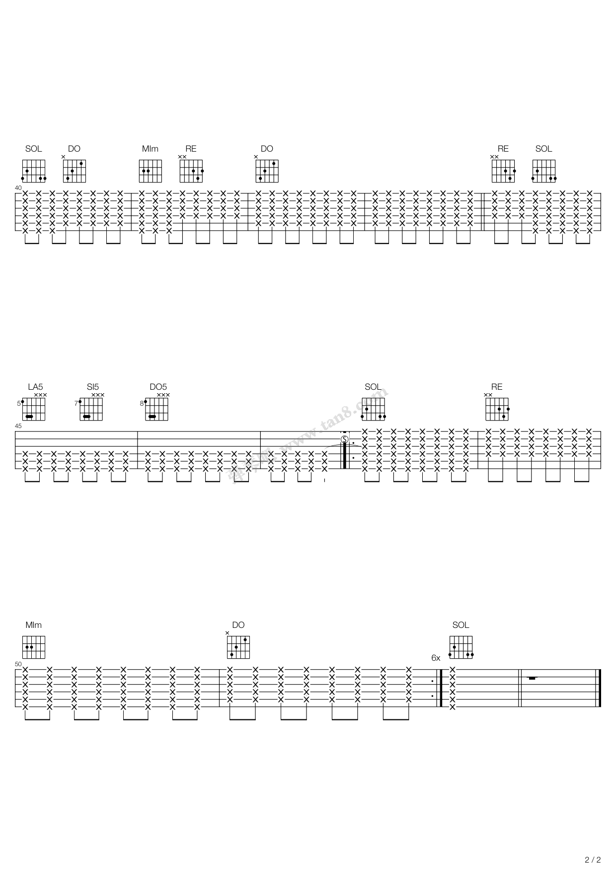 《California King Bed》,Rihanna（六线谱 调六线吉他谱虫虫吉他谱免费下载