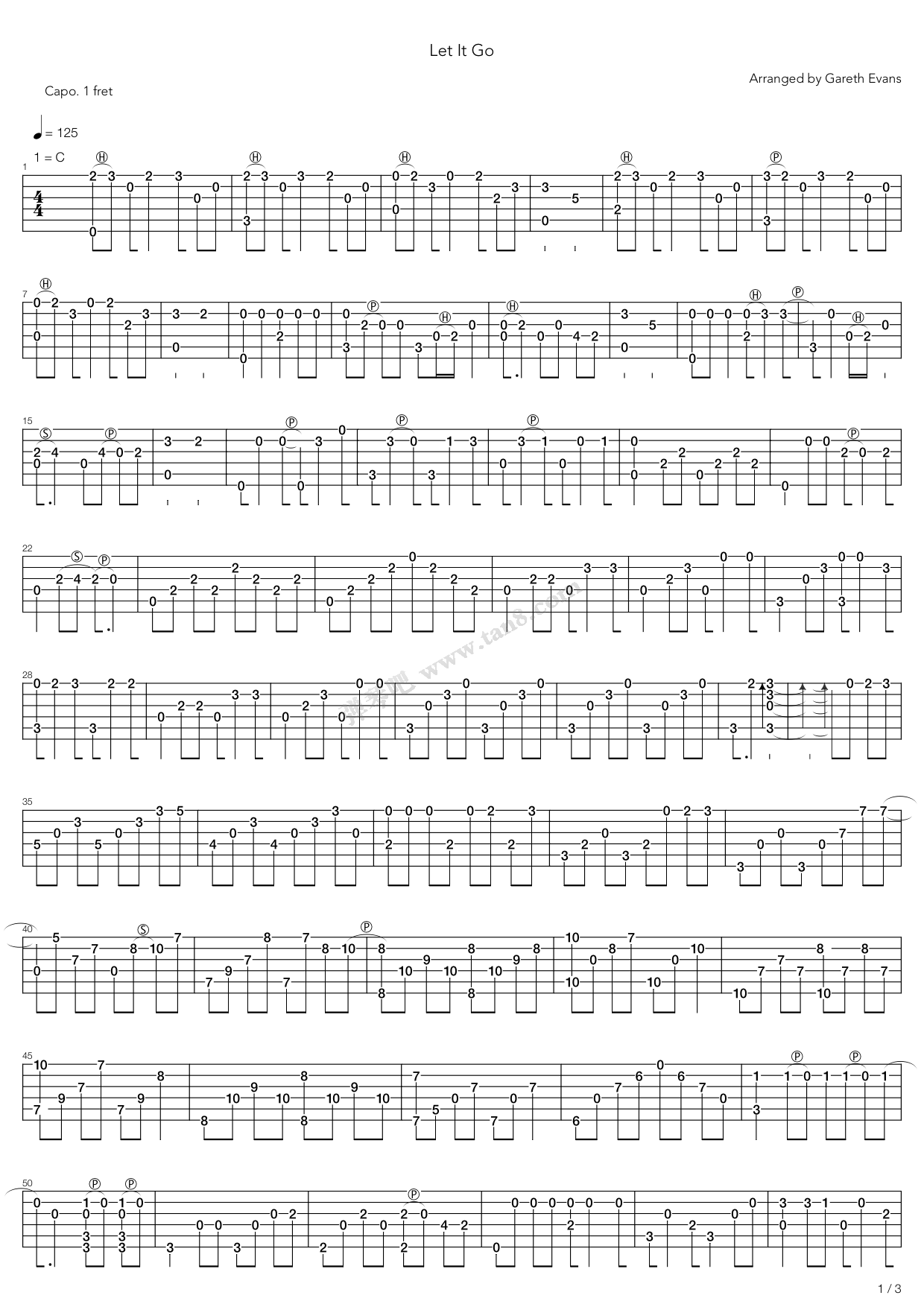 《冰雪奇缘 ( let it go,随它吧)》,demi lovato(六线谱 吉他谱吉他谱