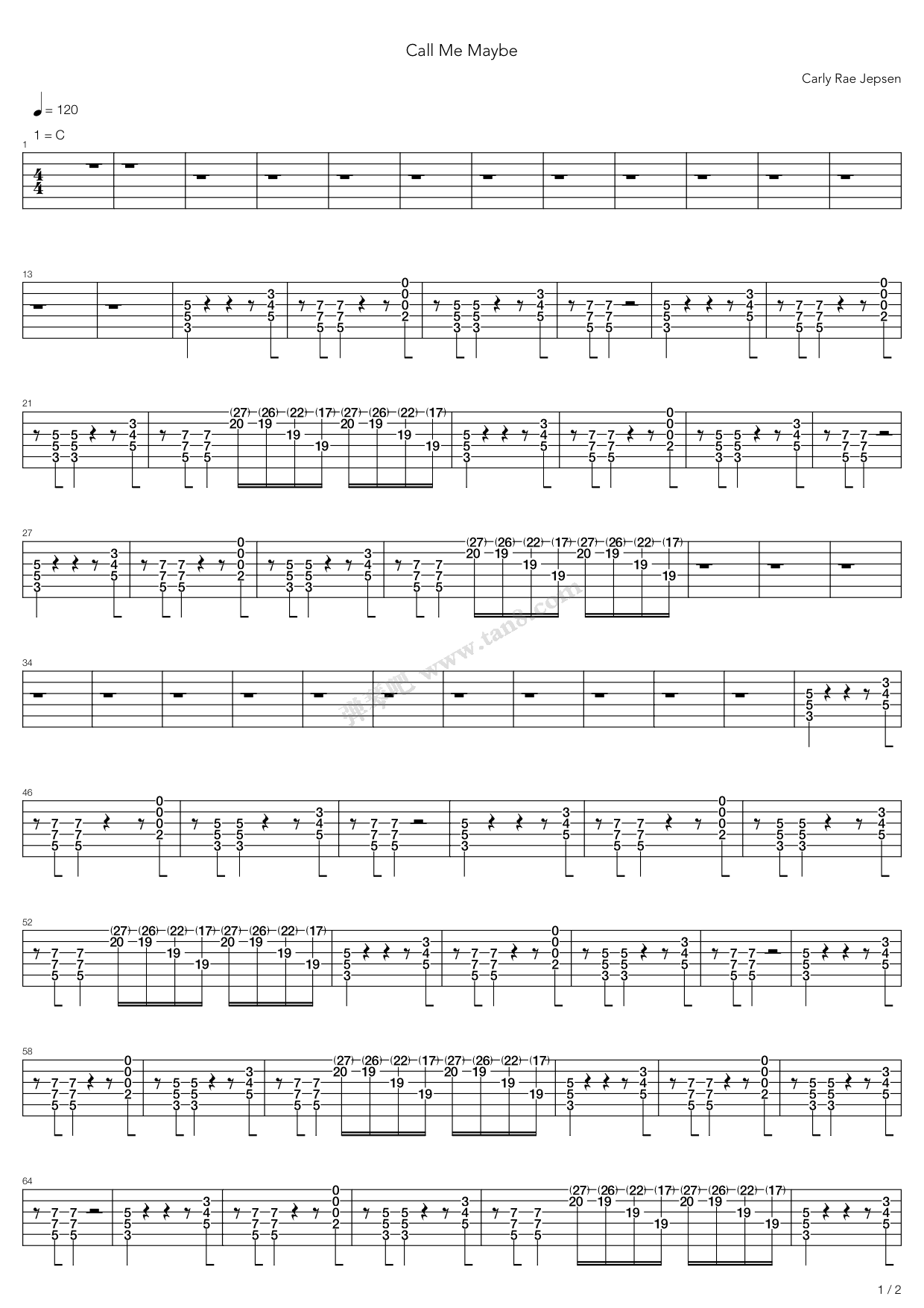 call me maybe 吉他谱-虫虫吉他谱免费下载
