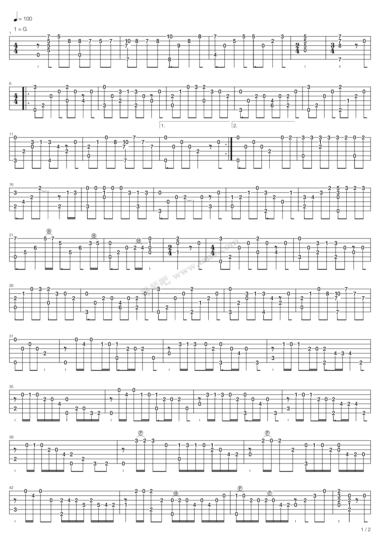 魔女宅急便 - 风之丘 吉他谱-虫虫吉他谱免费下载