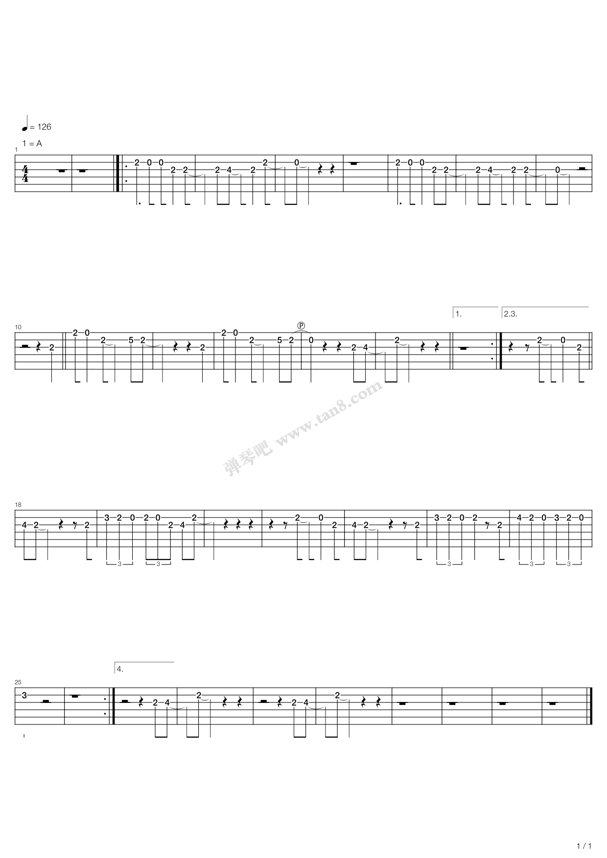 《i need you》,the beatles(六线谱 吉他谱吉他谱 第1页