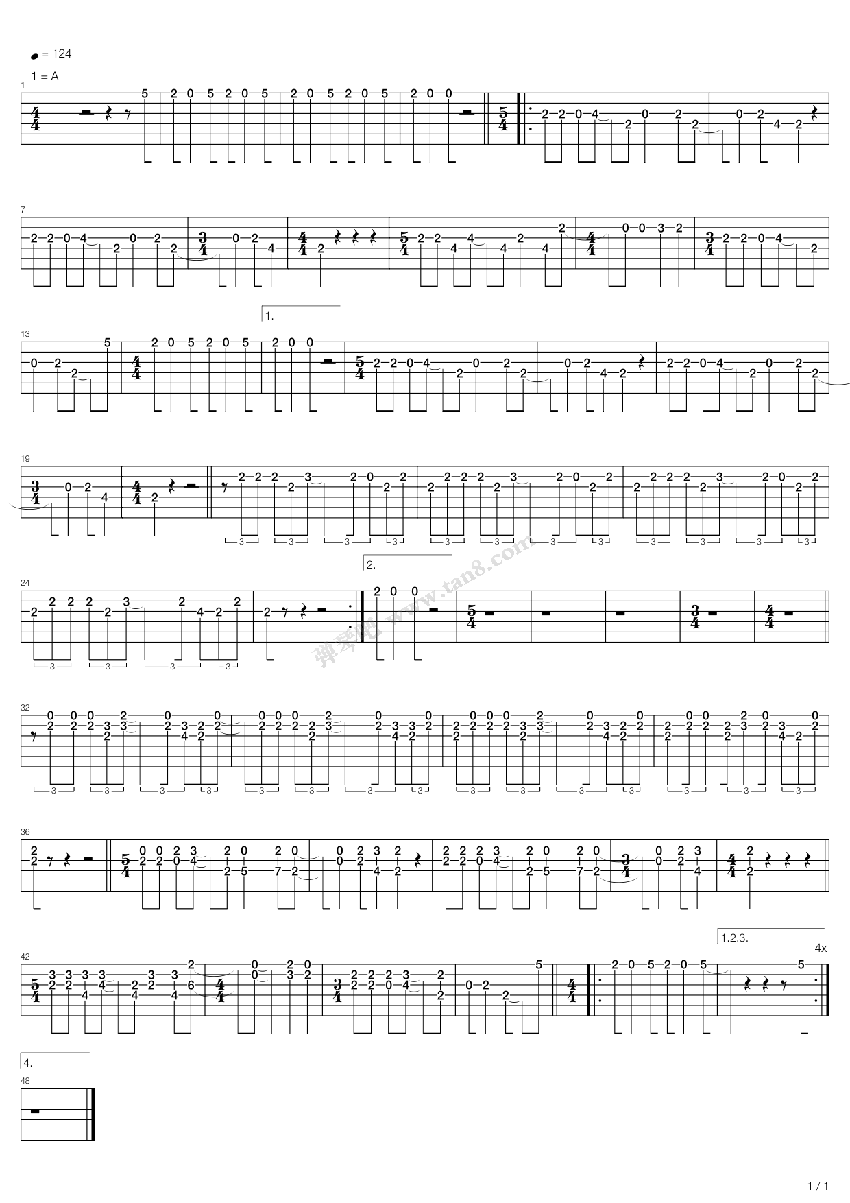 《good morning》,the beatles(六线谱 吉他谱吉他谱 第1页