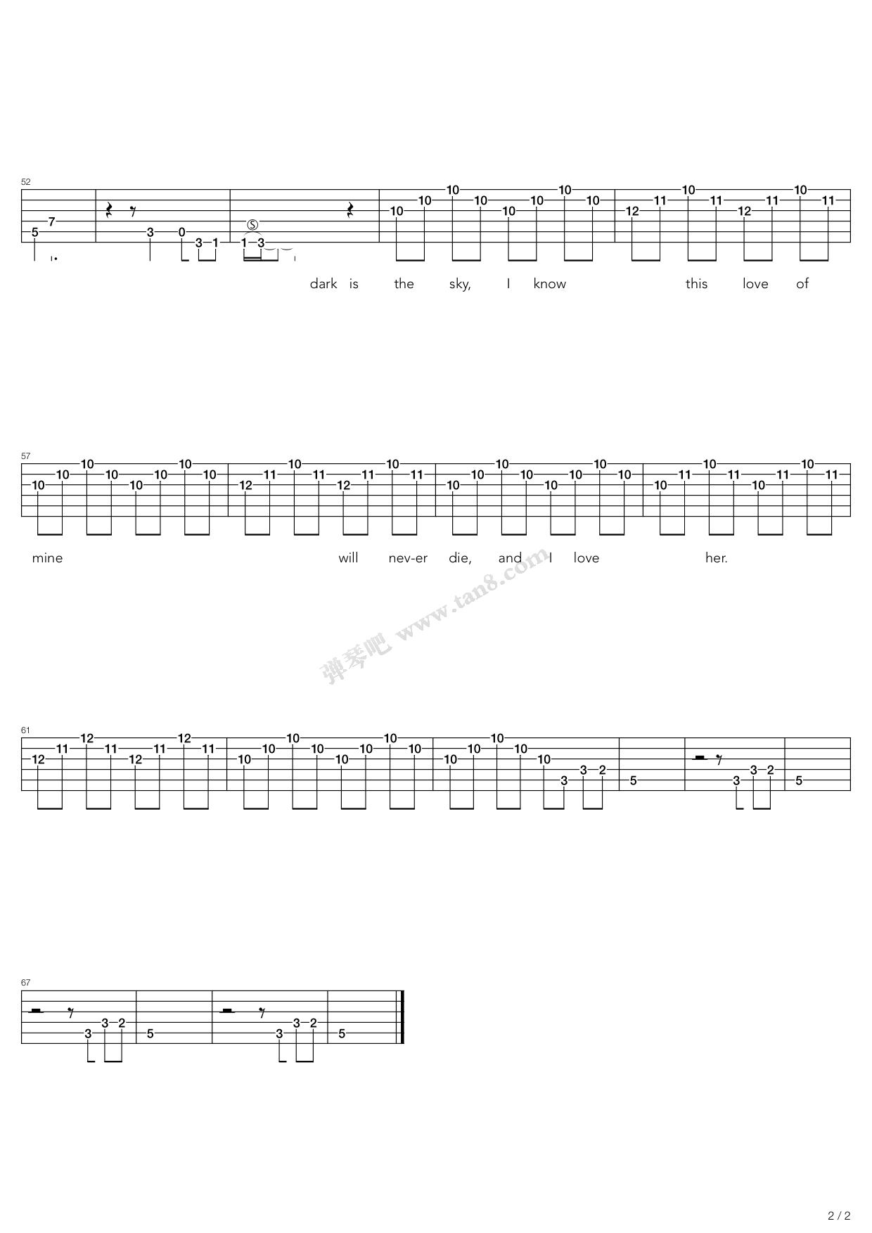 And I Love Her - Beatles (Guitar Tab) | Pianotiklado