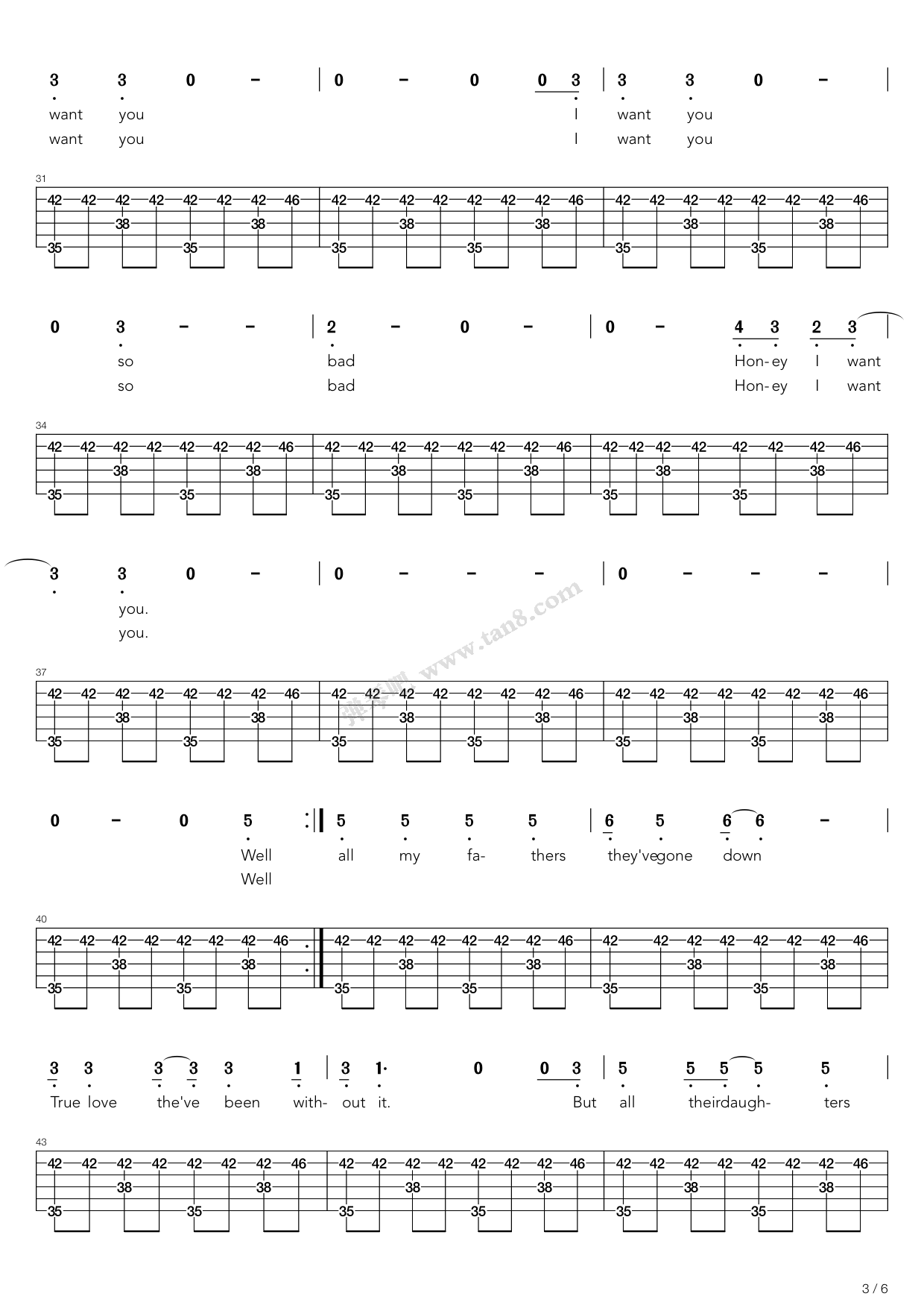 >> 流行 >> bob dylan >>i want you(f调吉他弹唱谱)