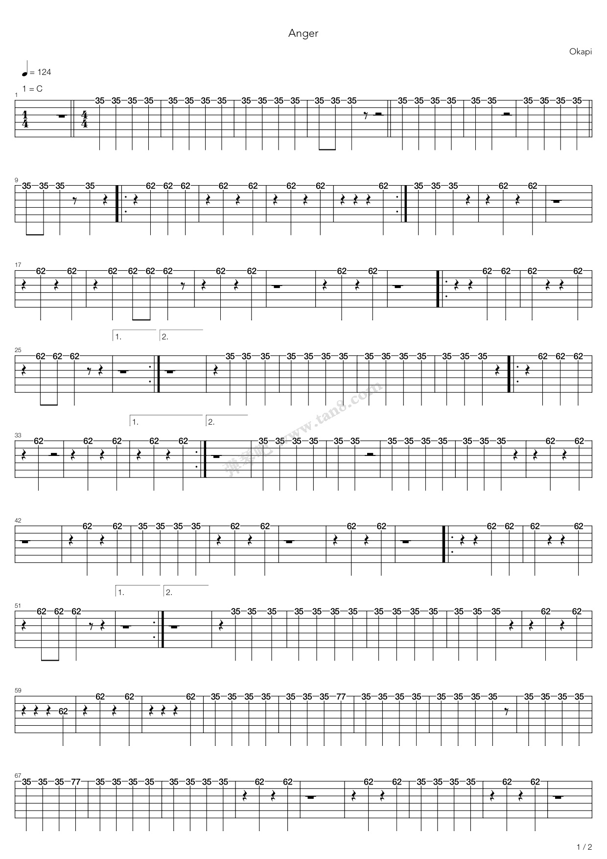 okapi - anger 吉他谱-虫虫吉他谱免费下载
