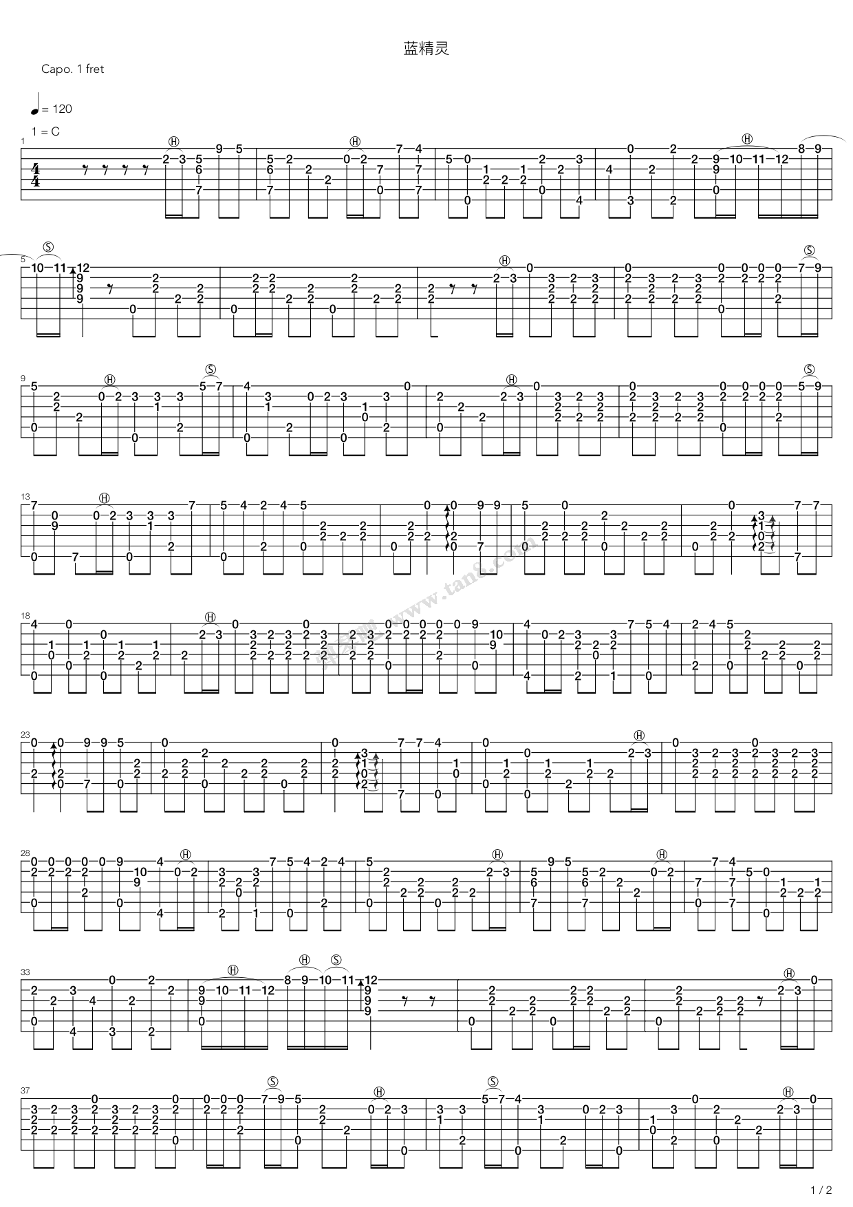 蓝精灵之歌（动画《蓝精灵》主题曲）五线谱预览1-钢琴谱文件（五线谱、双手简谱、数字谱、Midi、PDF）免费下载