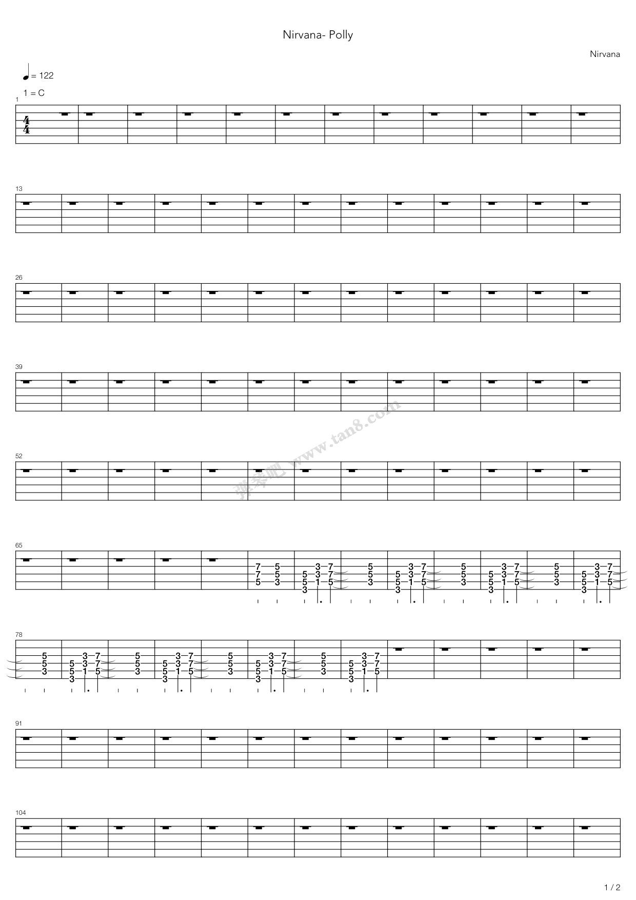 《polly》,nirvana(六线谱 吉他谱吉他谱 第12页