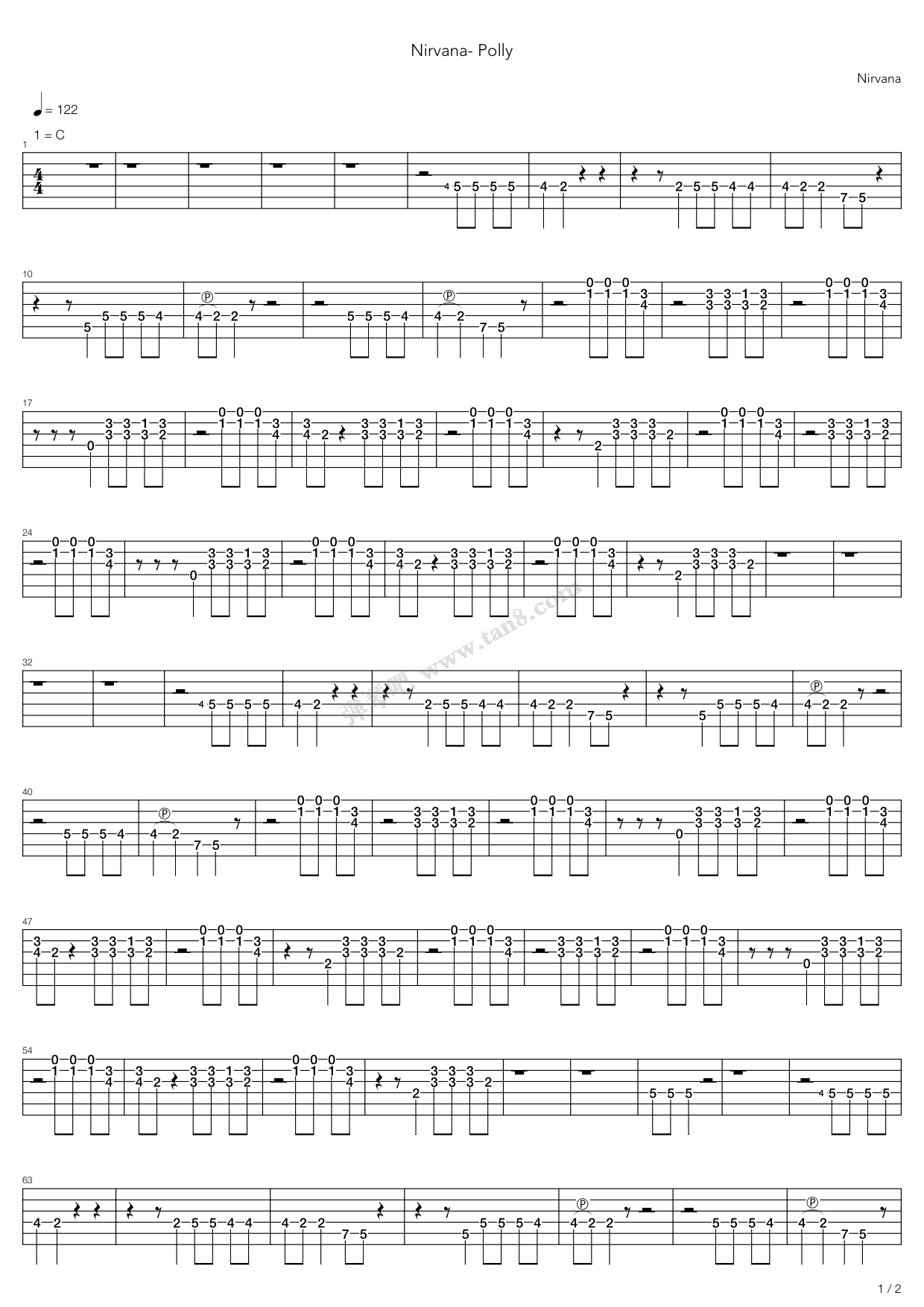 《polly》,nirvana(六线谱 吉他谱吉他谱 第4页