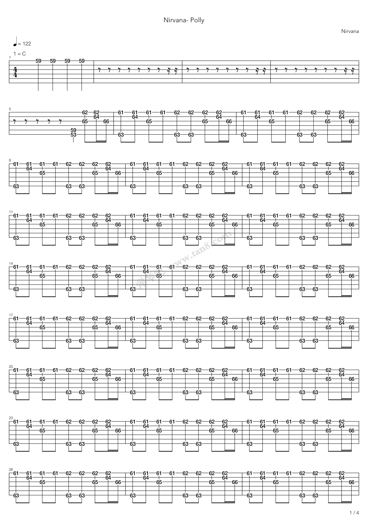 《polly》,nirvana(六线谱 吉他谱吉他谱 第8页