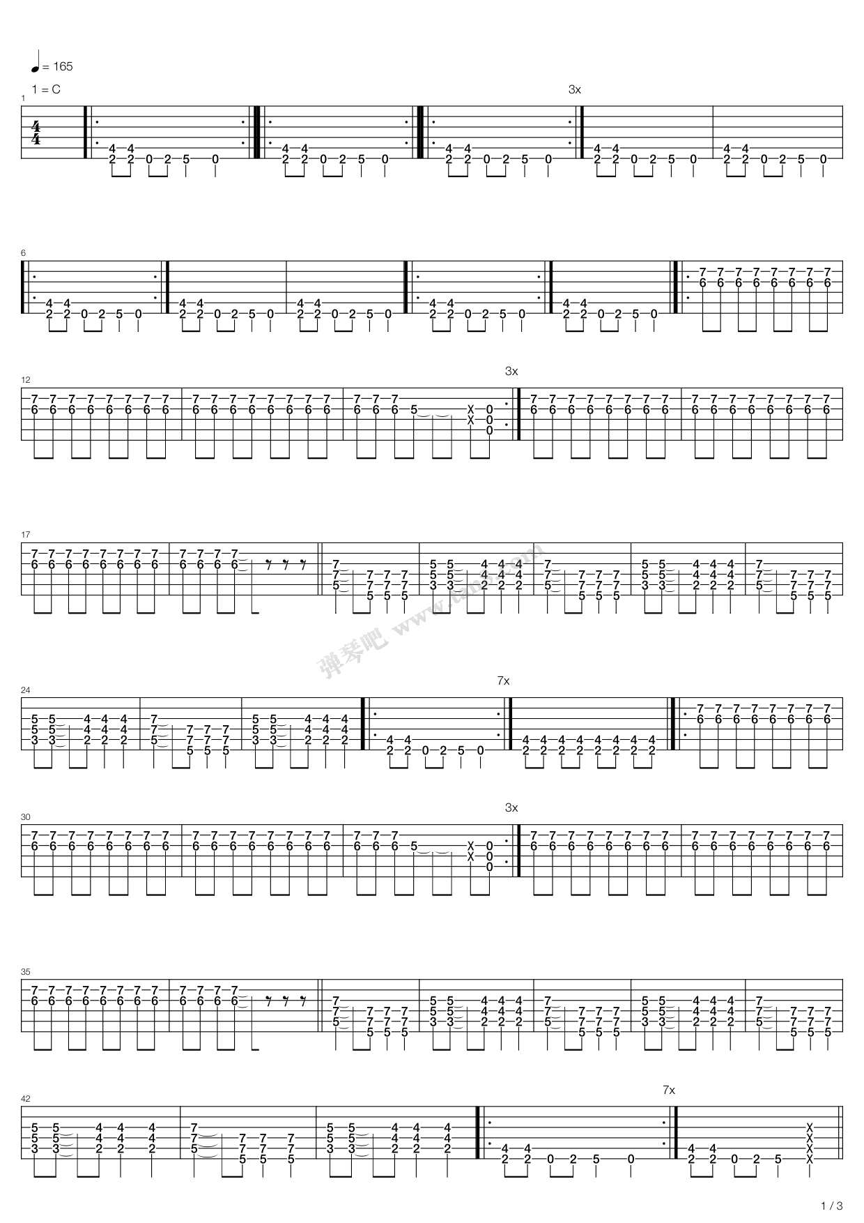 《breed》,nirvana(六线谱 吉他谱吉他谱 第1页