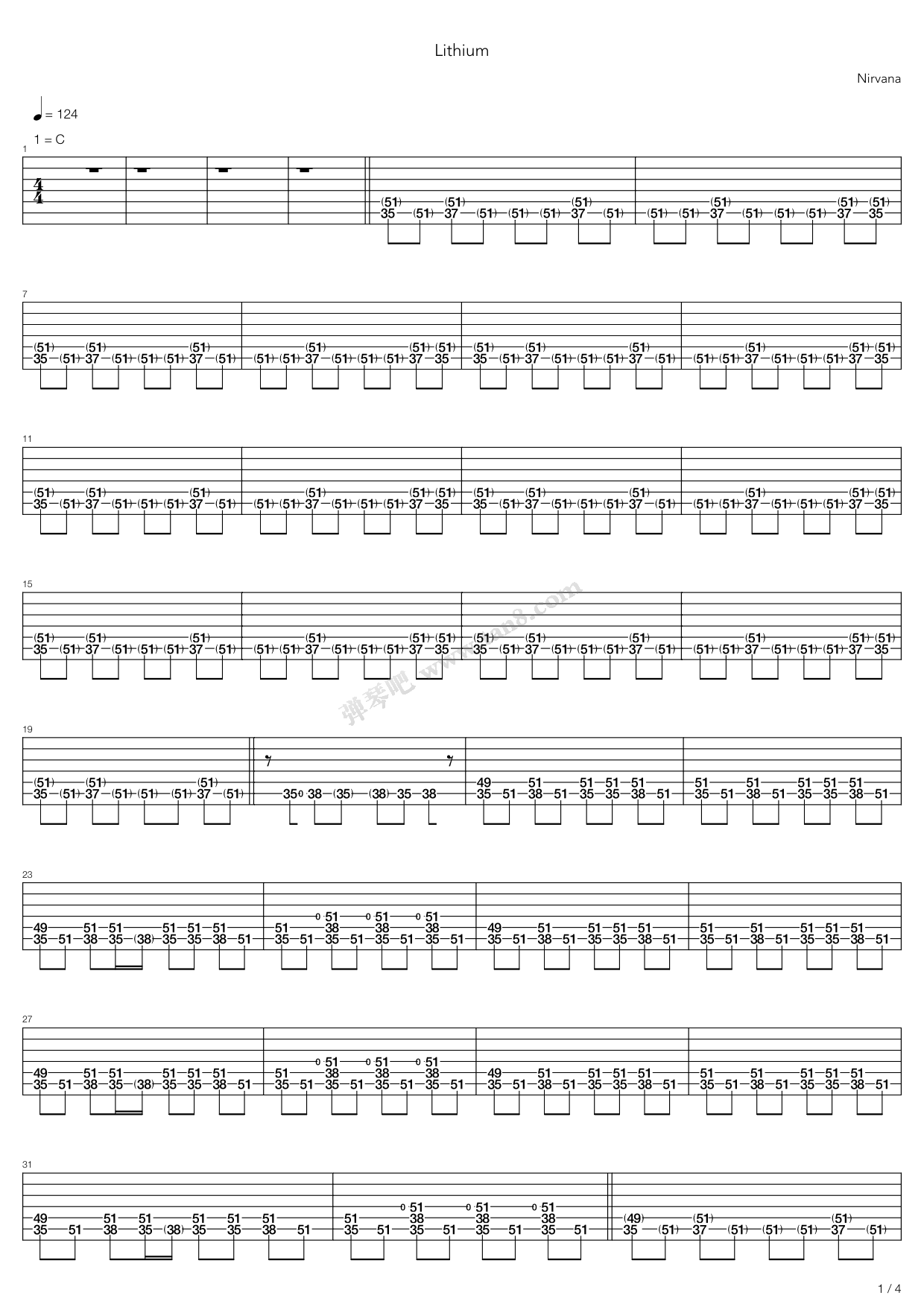 lithium 吉他谱-虫虫吉他谱免费下载
