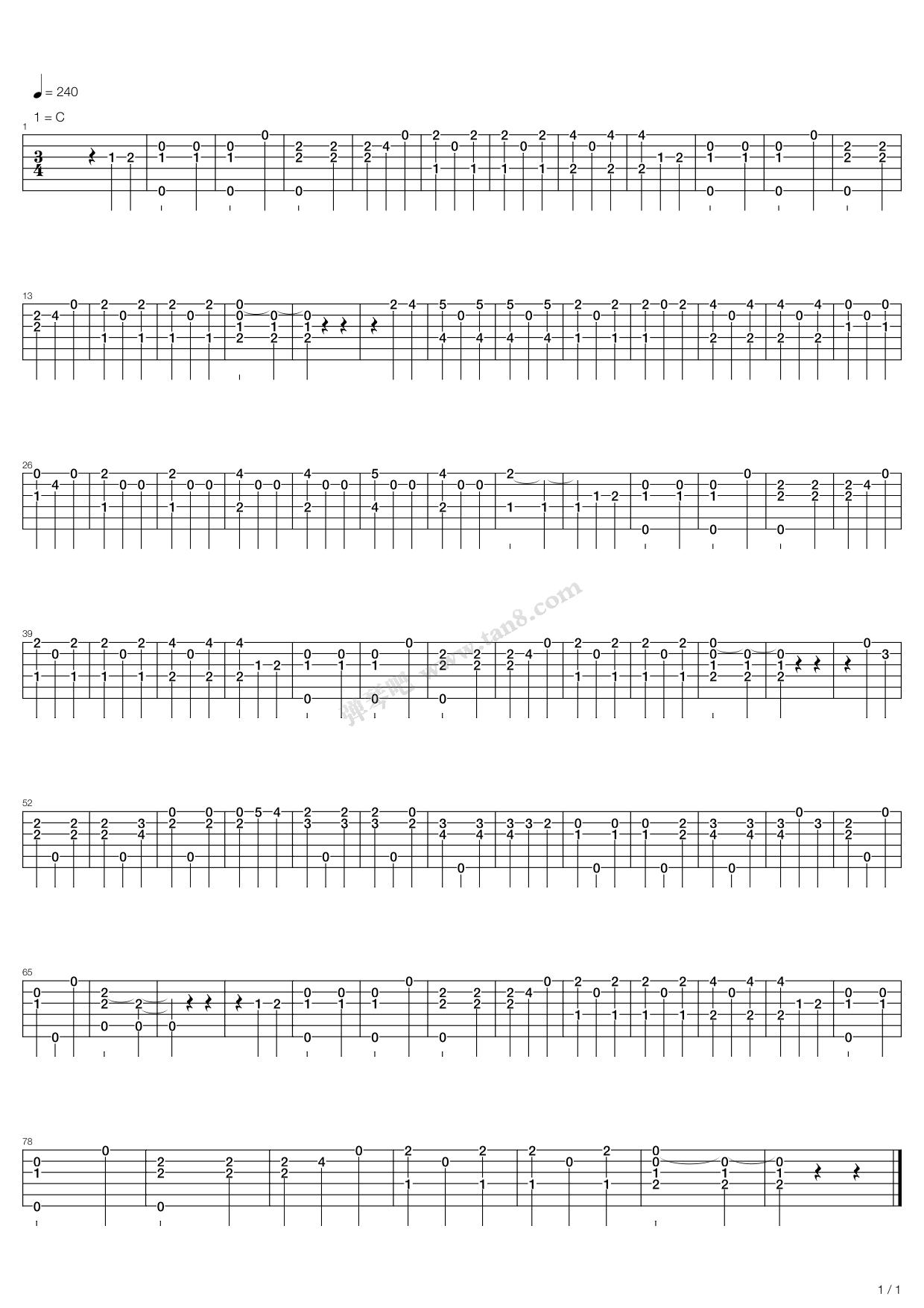《轮旋曲》,matteo carcassi(马特奥·卡尔卡西)(六线谱 吉他谱吉他谱
