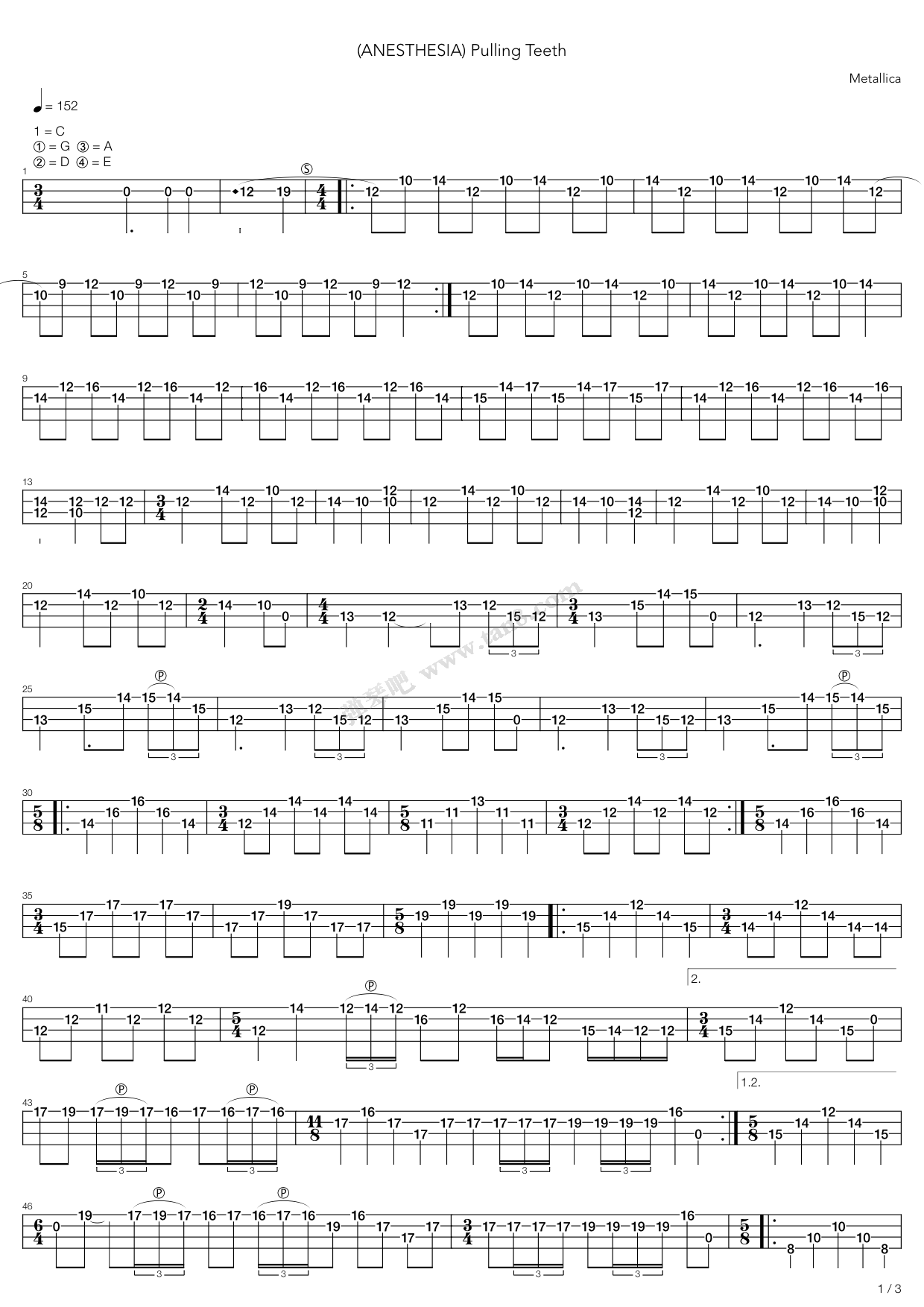 >> 儿歌 >> metallica >>anesthesia (pulling teeth)