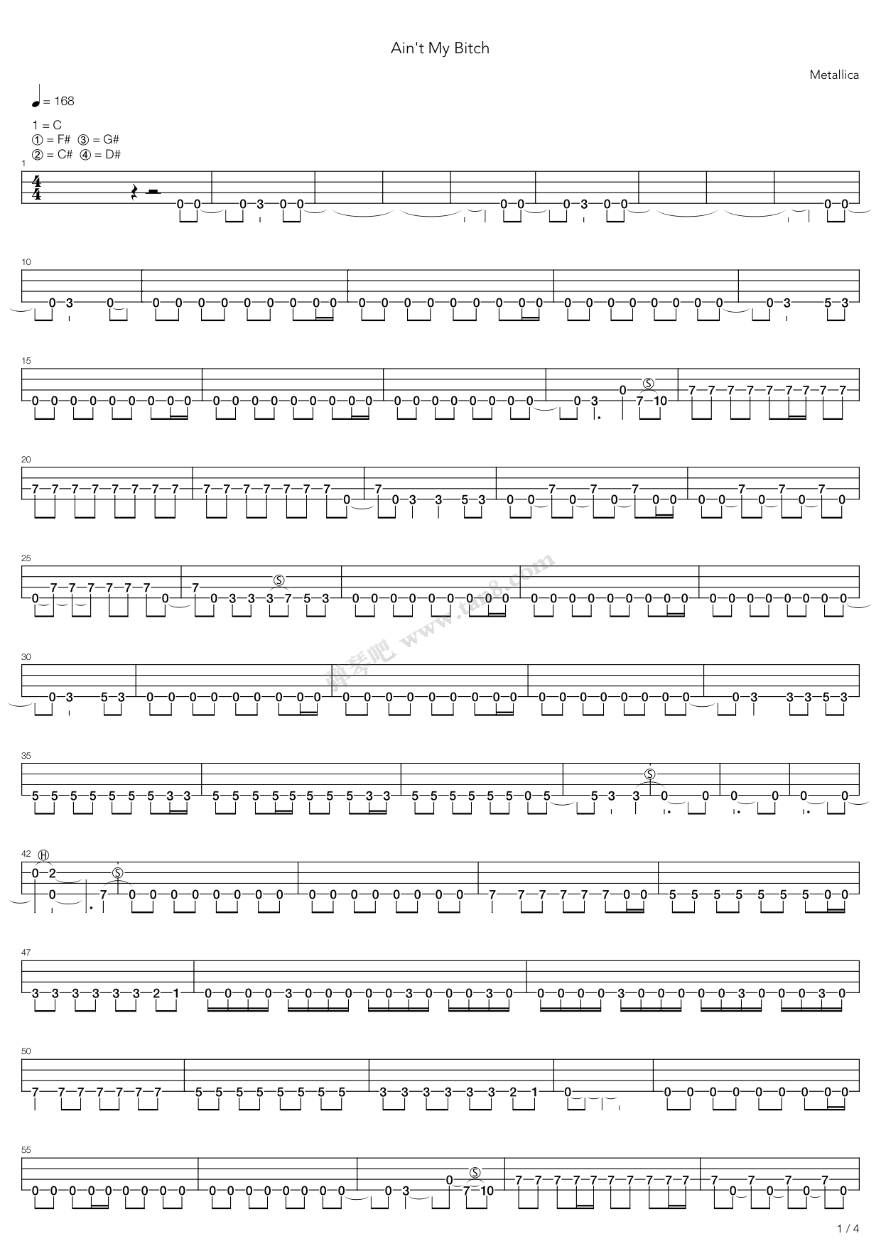 《aint my bitch》,metallica(六线谱 吉他谱吉他谱 第11页