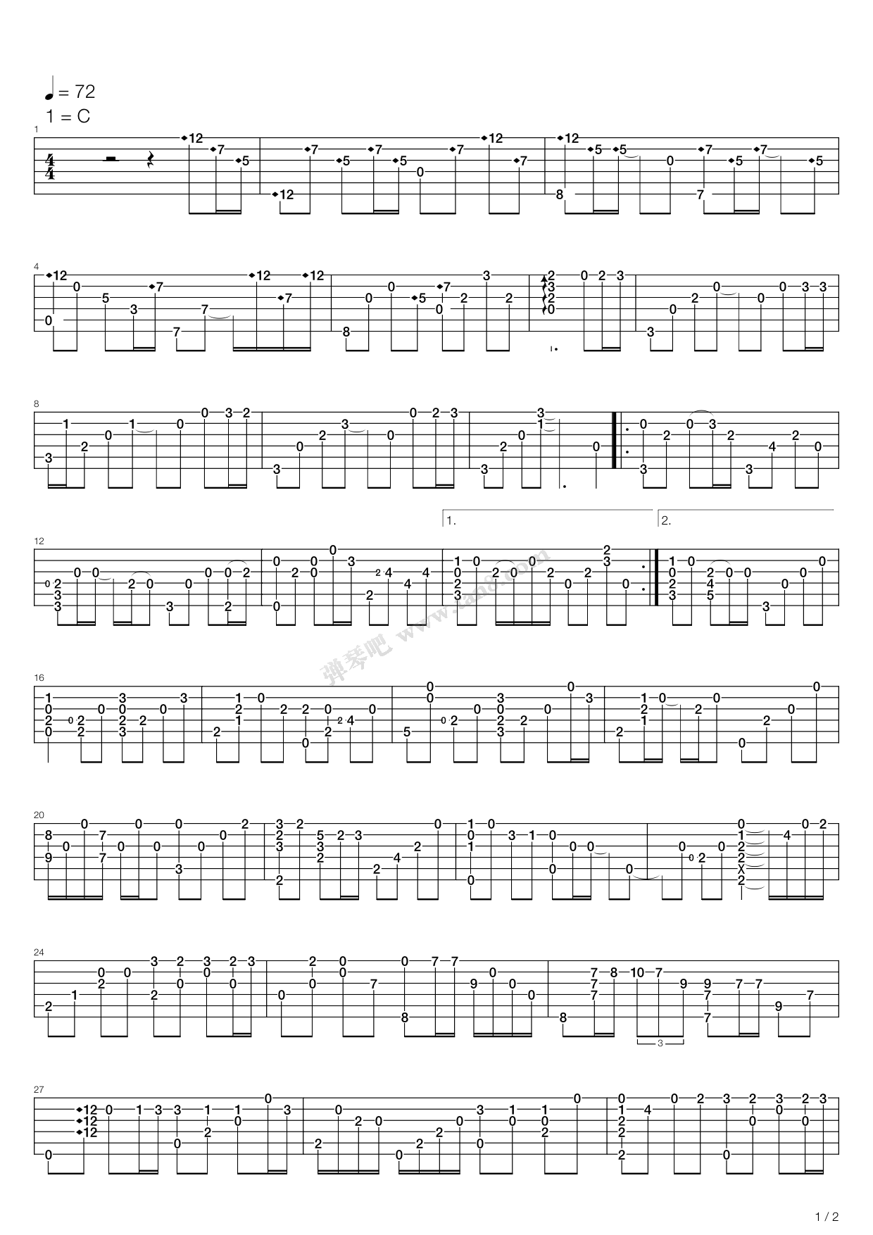 雪の华(雪之华) 吉他谱-虫虫吉他谱免费下载