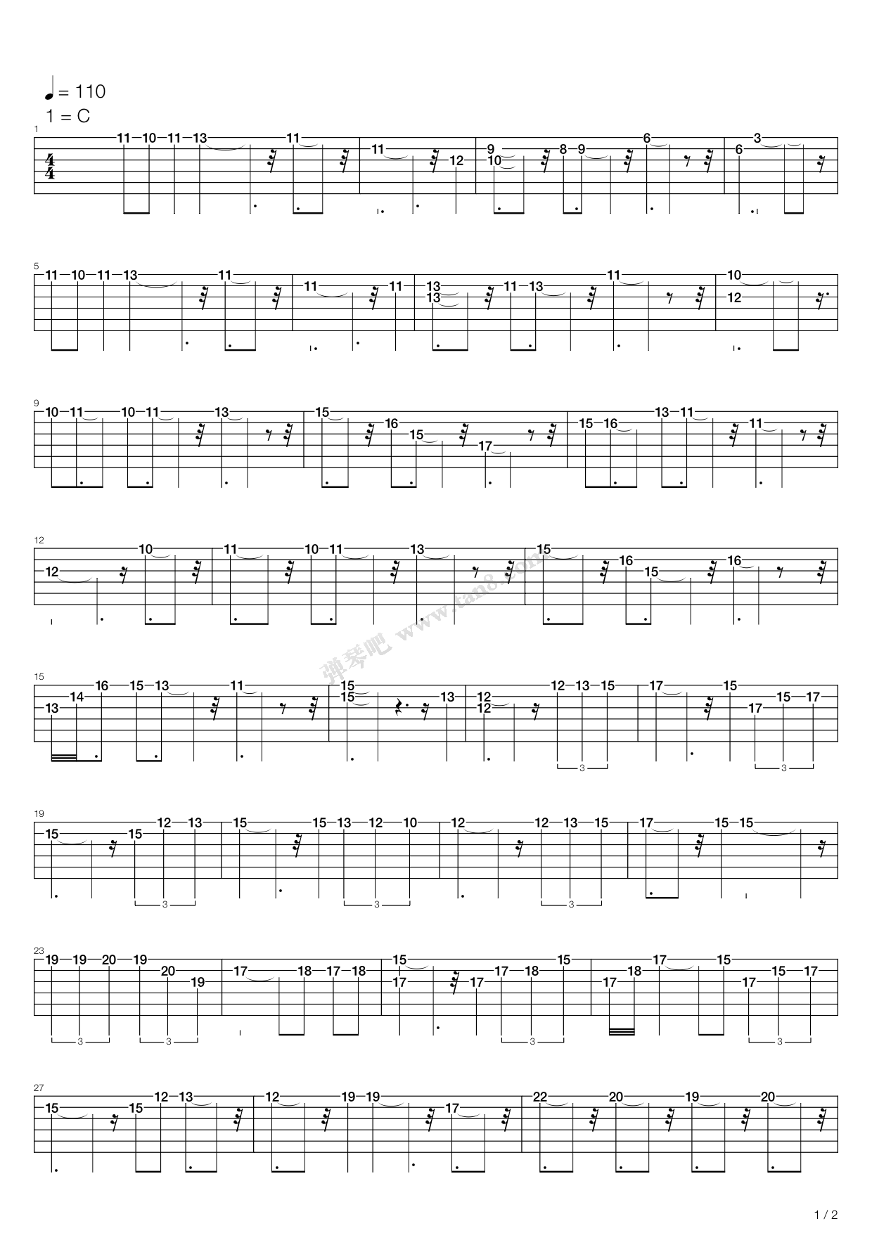 《想唱就唱》,张含韵(六线谱 吉他谱吉他谱 第1页
