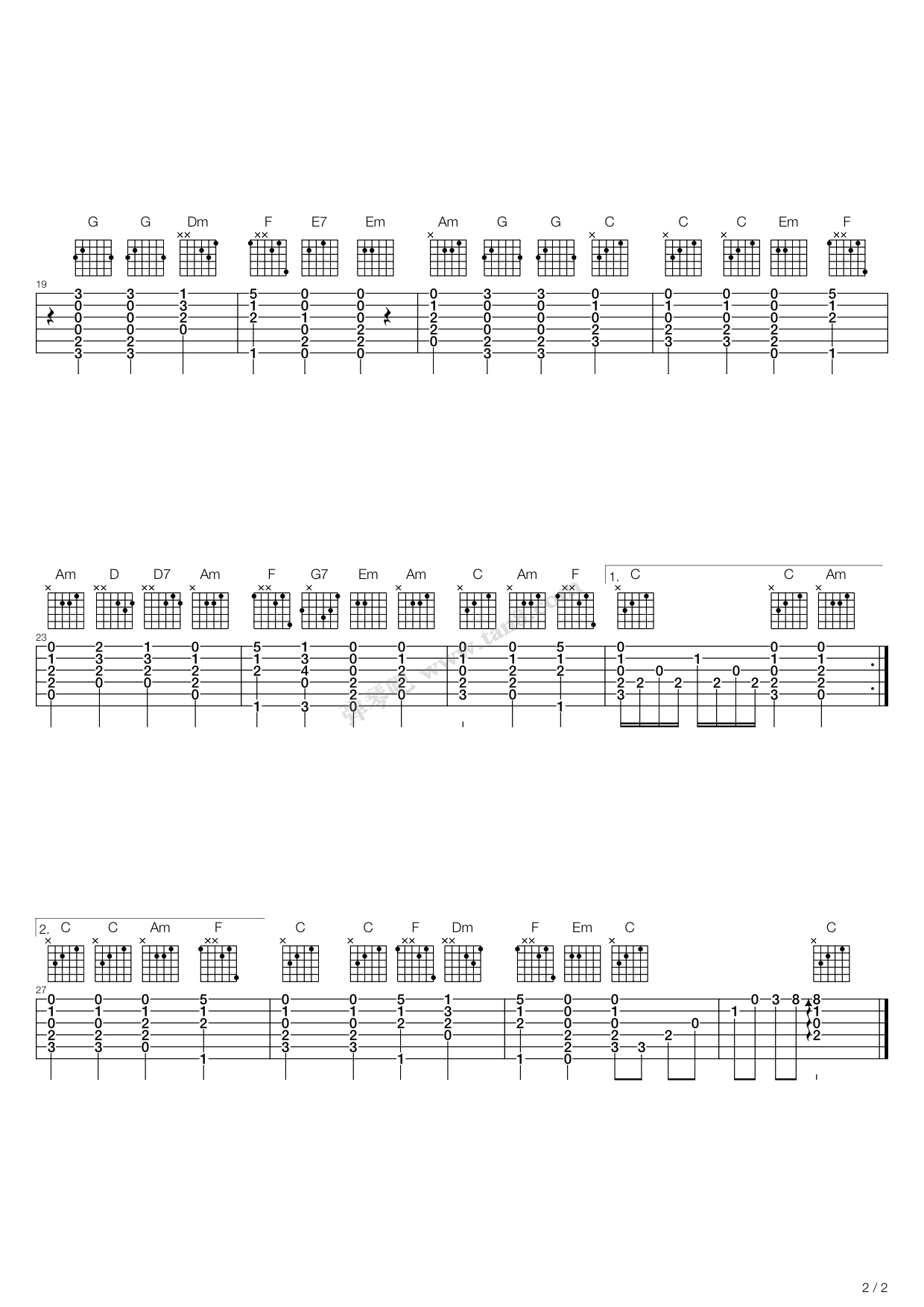 《默》吉他谱 - 那英版 - C调简单版编配 - 适合初级阶段 - 吉他简谱