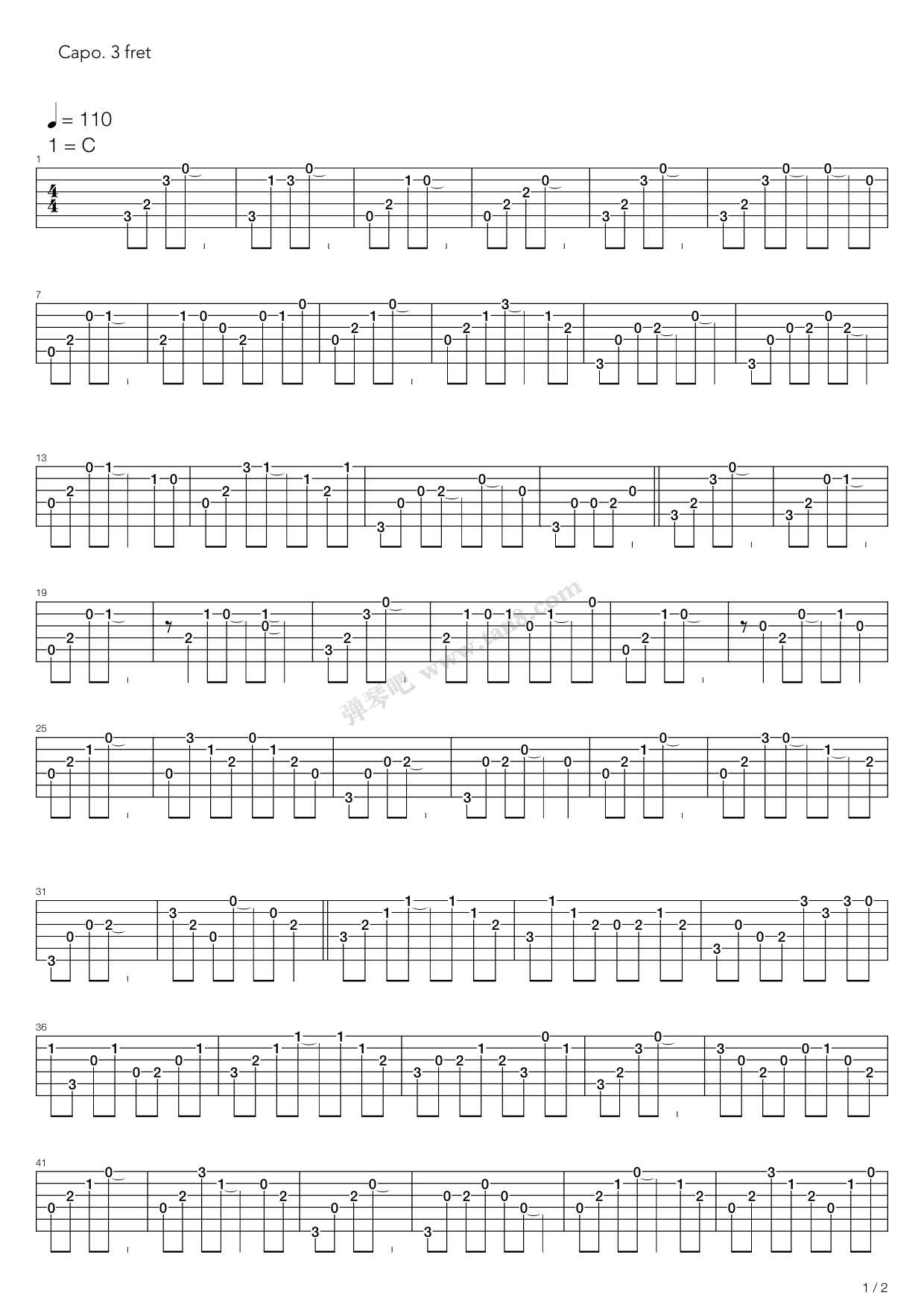 《妈妈》,李志(六线谱 吉他谱吉他谱 第1页