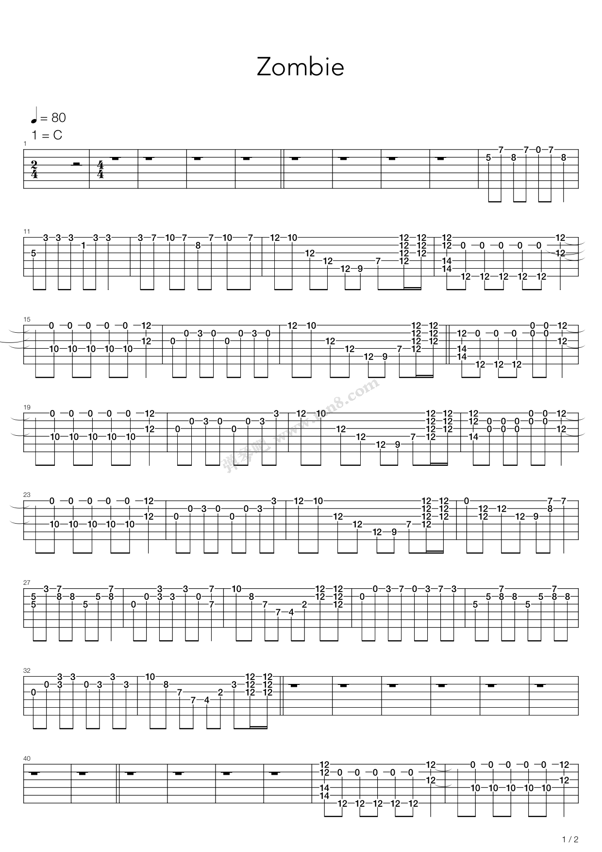 《zombie》,李宇春(六线谱 吉他谱吉他谱 第6页