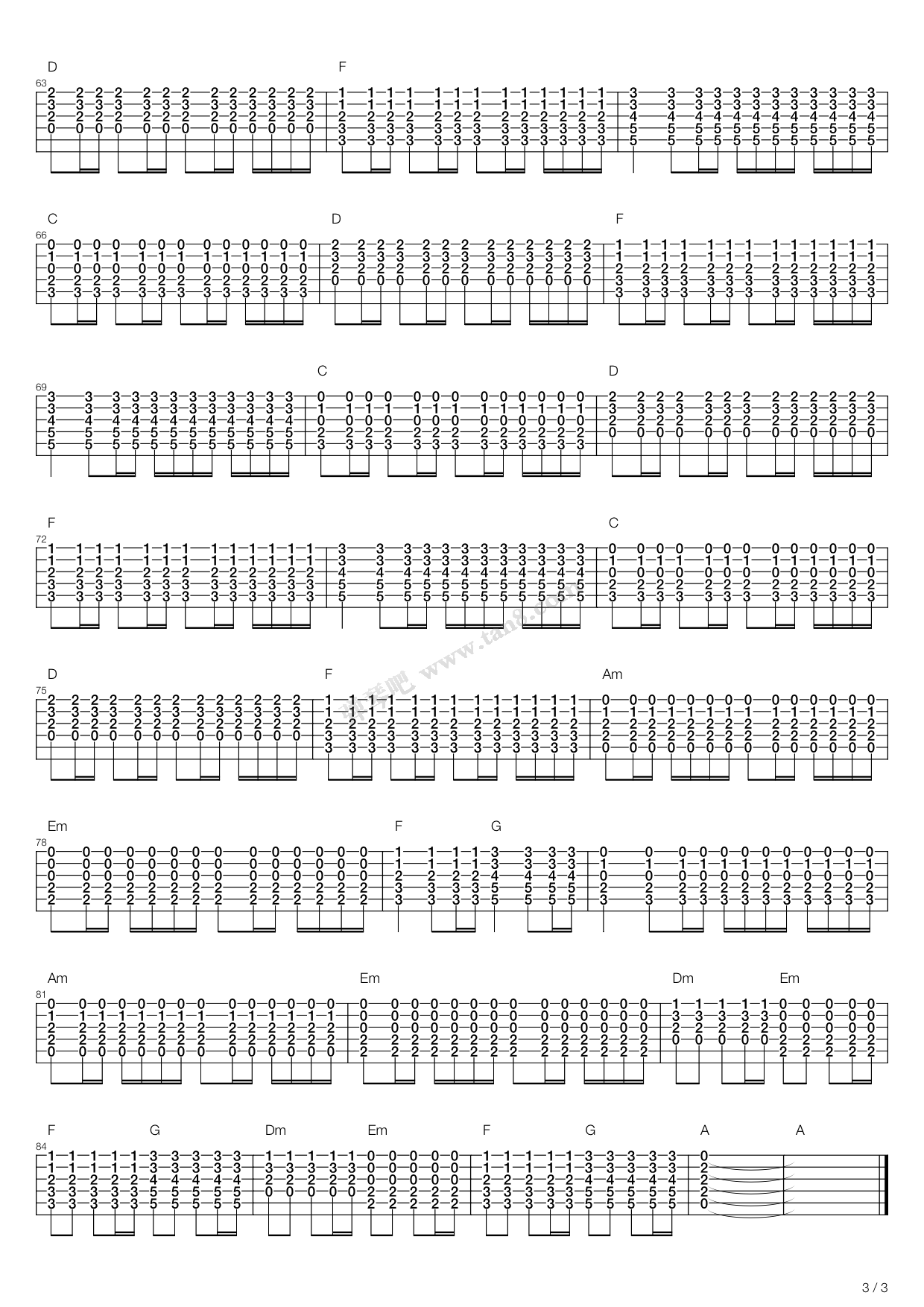 paradise 吉他谱-虫虫吉他谱免费下载