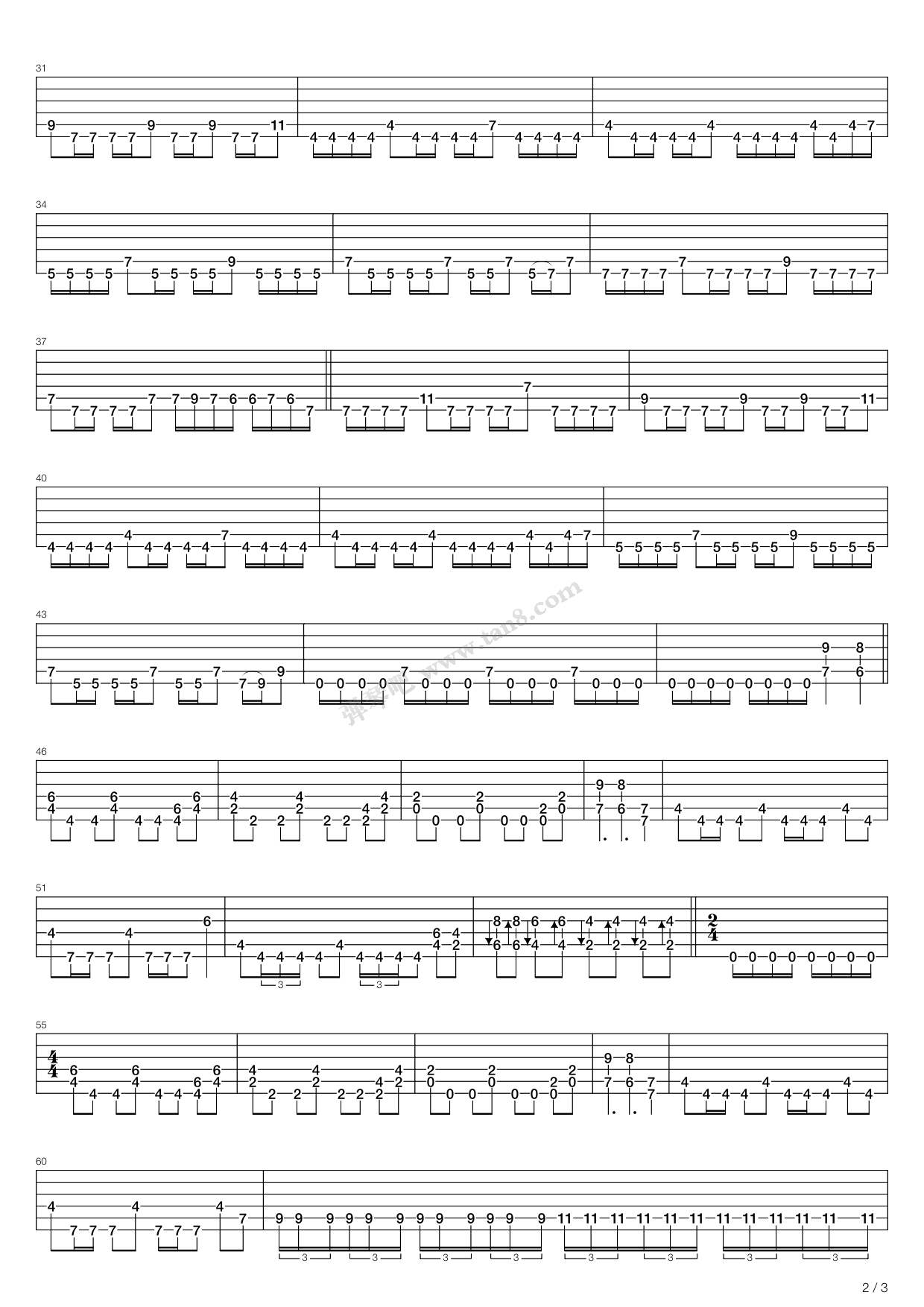 《爱(thrash激流金属版)》,小虎队(六线谱 吉他谱吉他谱 第2页