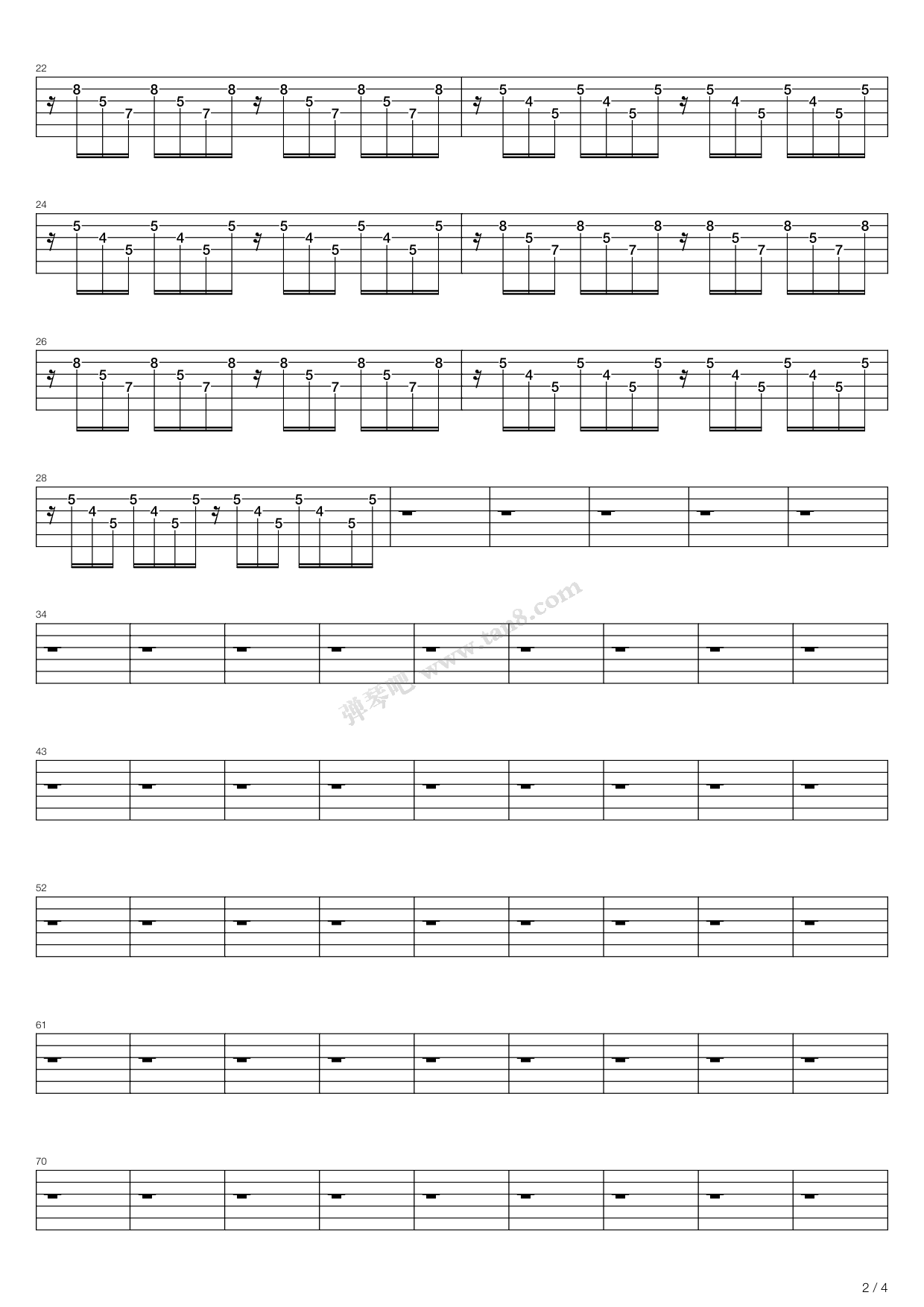 《悲伤的梦》,窦唯(六线谱 吉他谱吉他谱 第6页