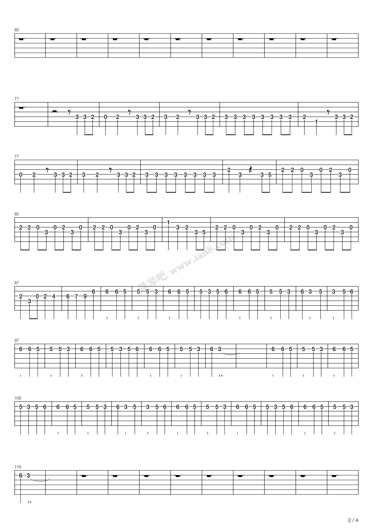 《犯贱》,陈小春(六线谱 吉他谱吉他谱 第2页